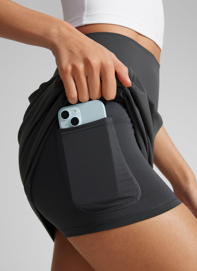 CRZ YOGA Falda A-Line Butterlift para Mujeres con Bolsillos Laterales Gris misterioso