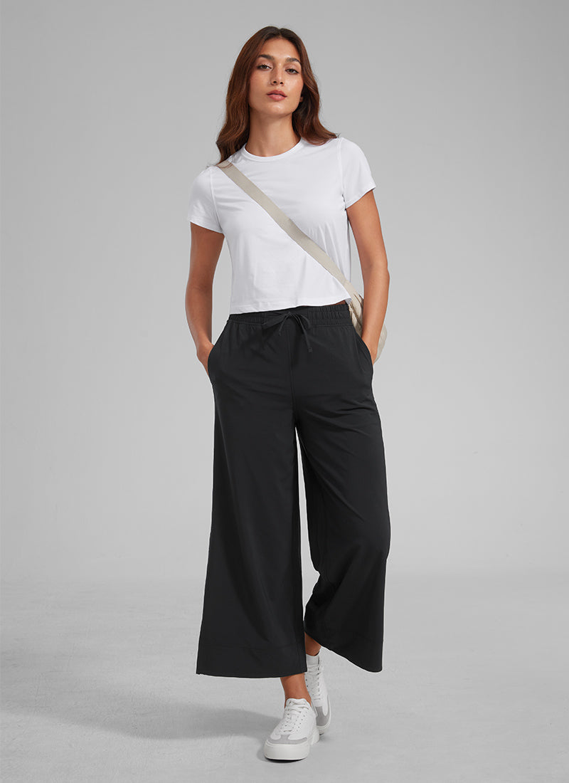 CRZ YOGA Feathery Fit Suave Pantalones de Pierna Ancha para Mujer Negro @model_info:L