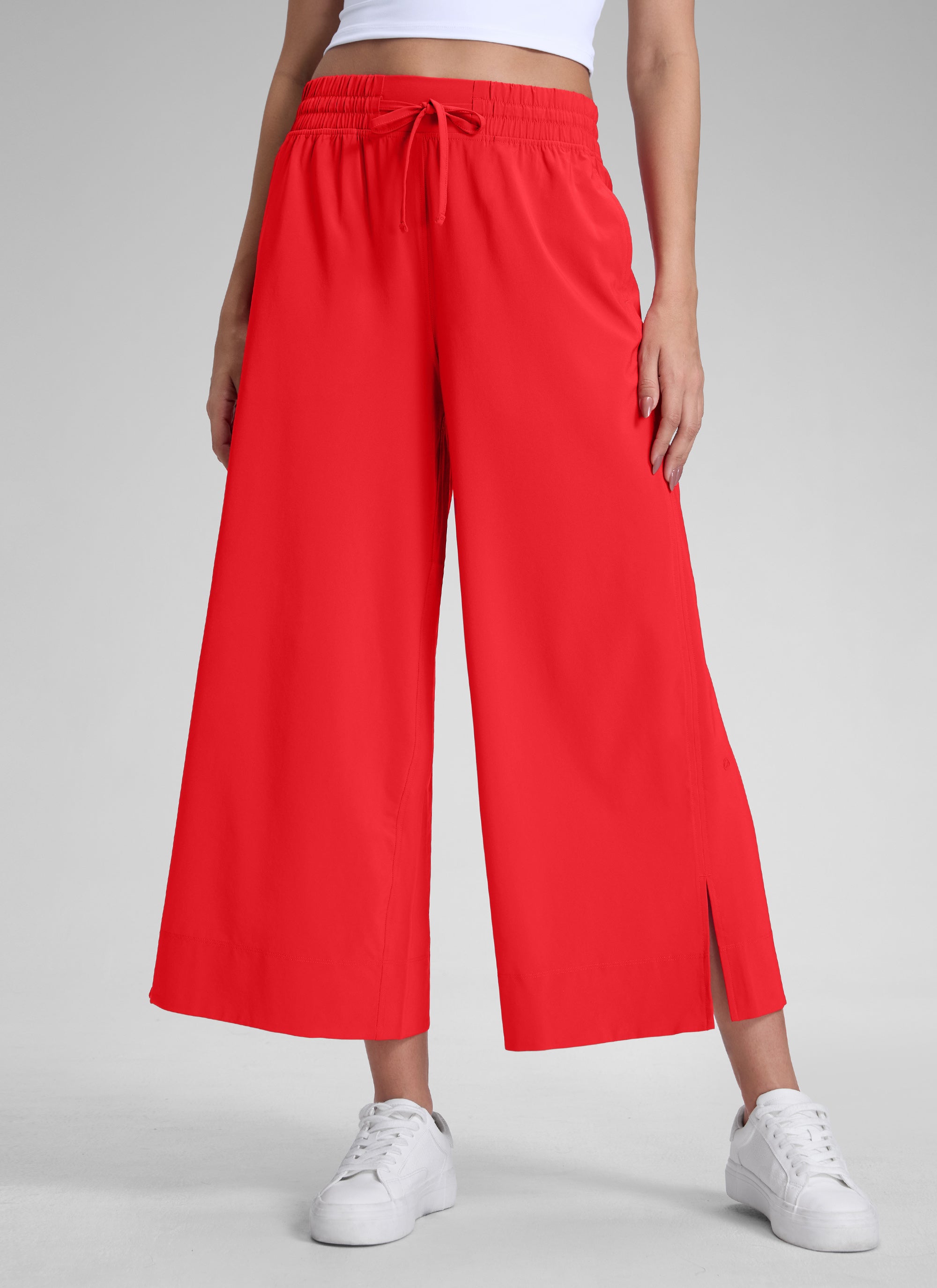 CRZ YOGA Feathery Fit Suave Pantalones de Pierna Ancha para Mujer Rojo Profundo @model_info:J