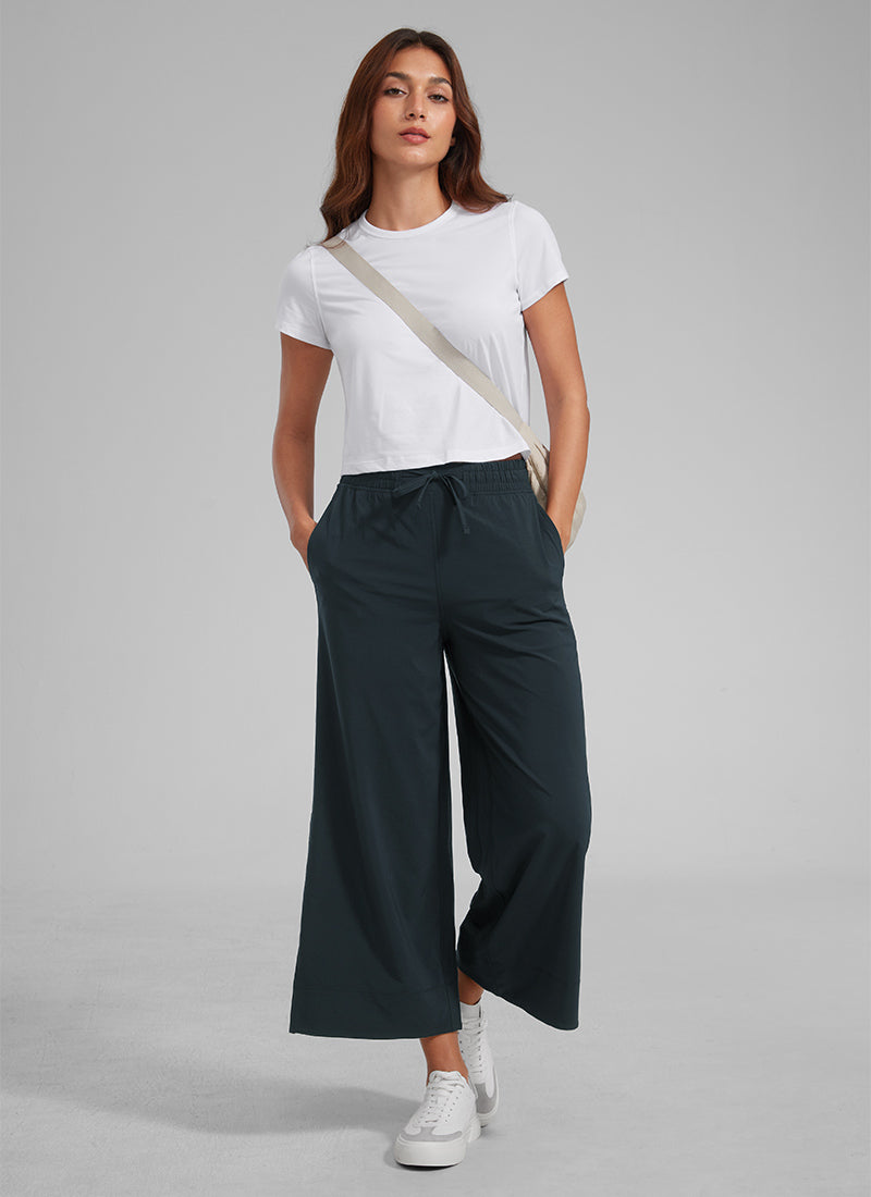CRZ YOGA Feathery Fit Suave Pantalones de Pierna Ancha para Mujer True Navy @model_info:L