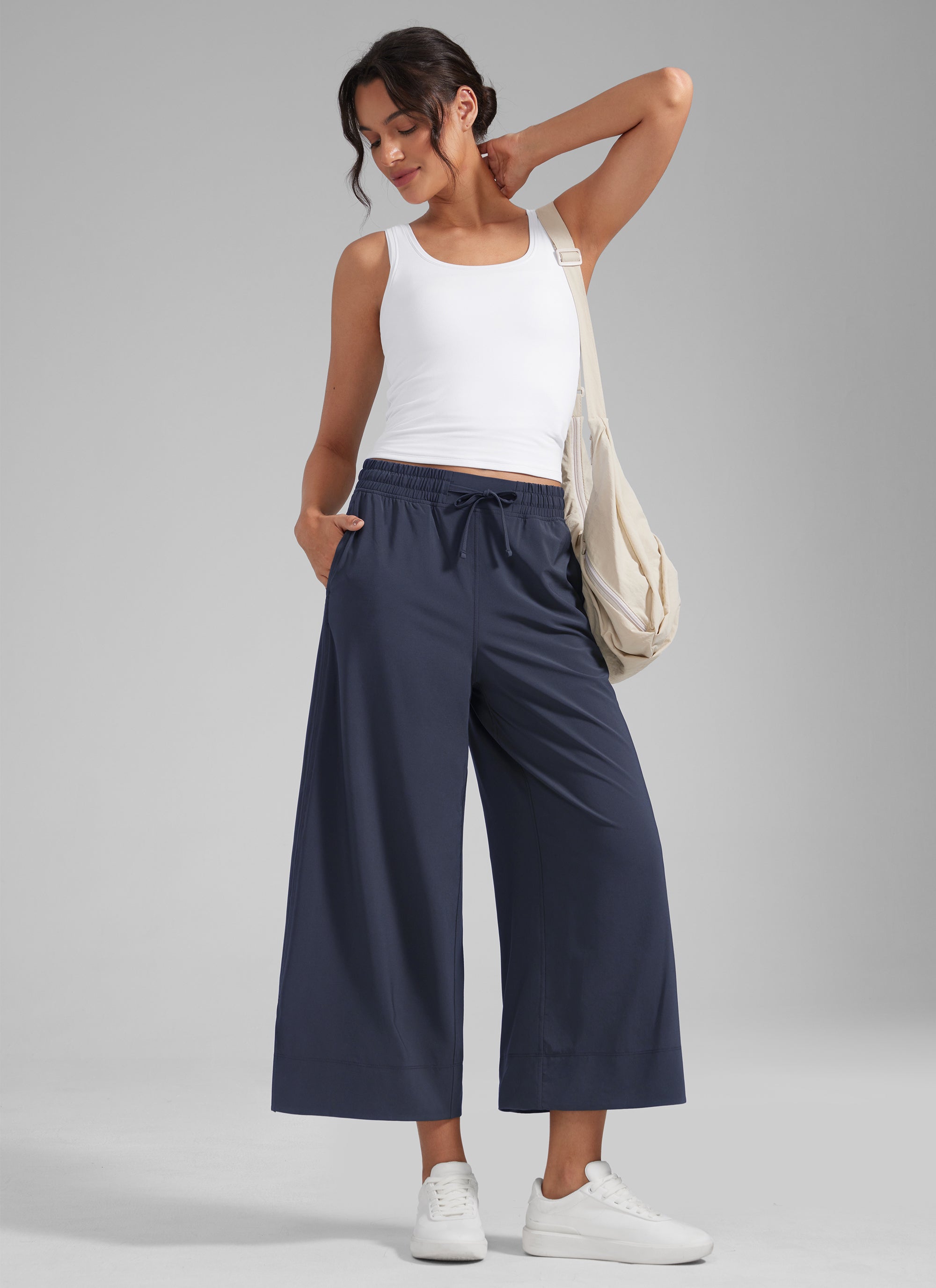 CRZ YOGA Feathery Fit Suave Pantalones de Pierna Ancha para Mujer Armada @model_info:J