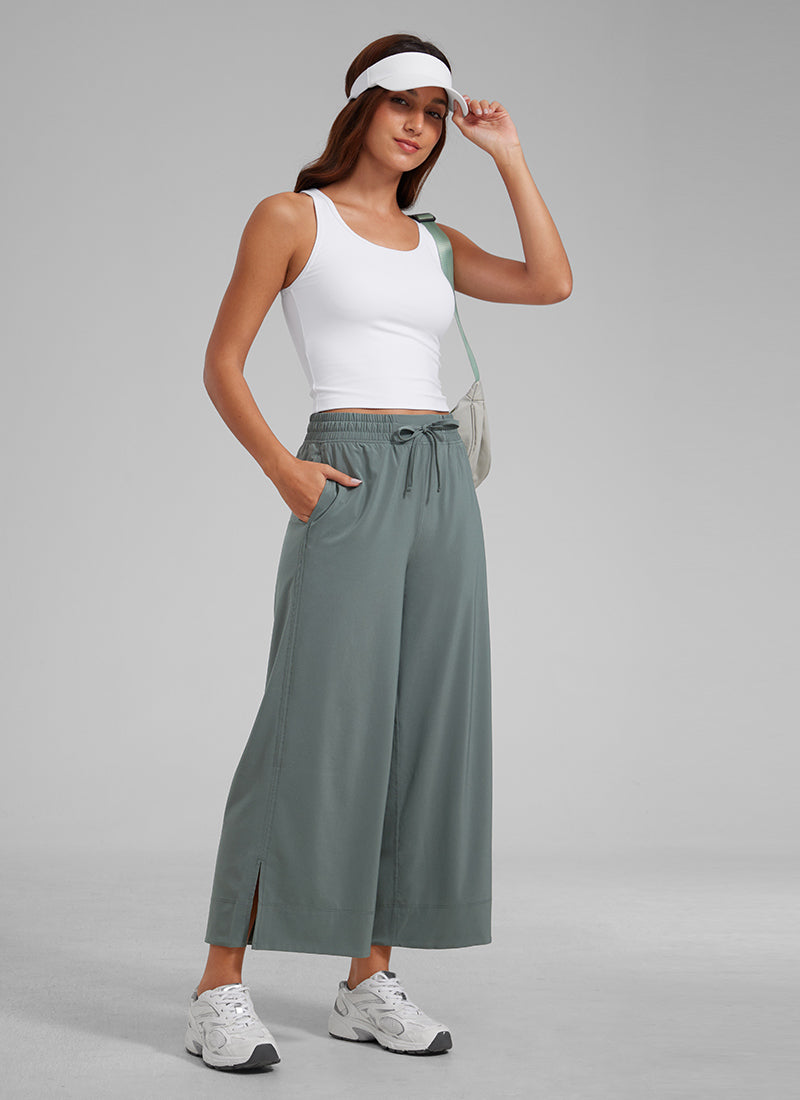 CRZ YOGA Feathery Fit Suave Pantalones de Pierna Ancha para Mujer Salvia gris @model_info:L