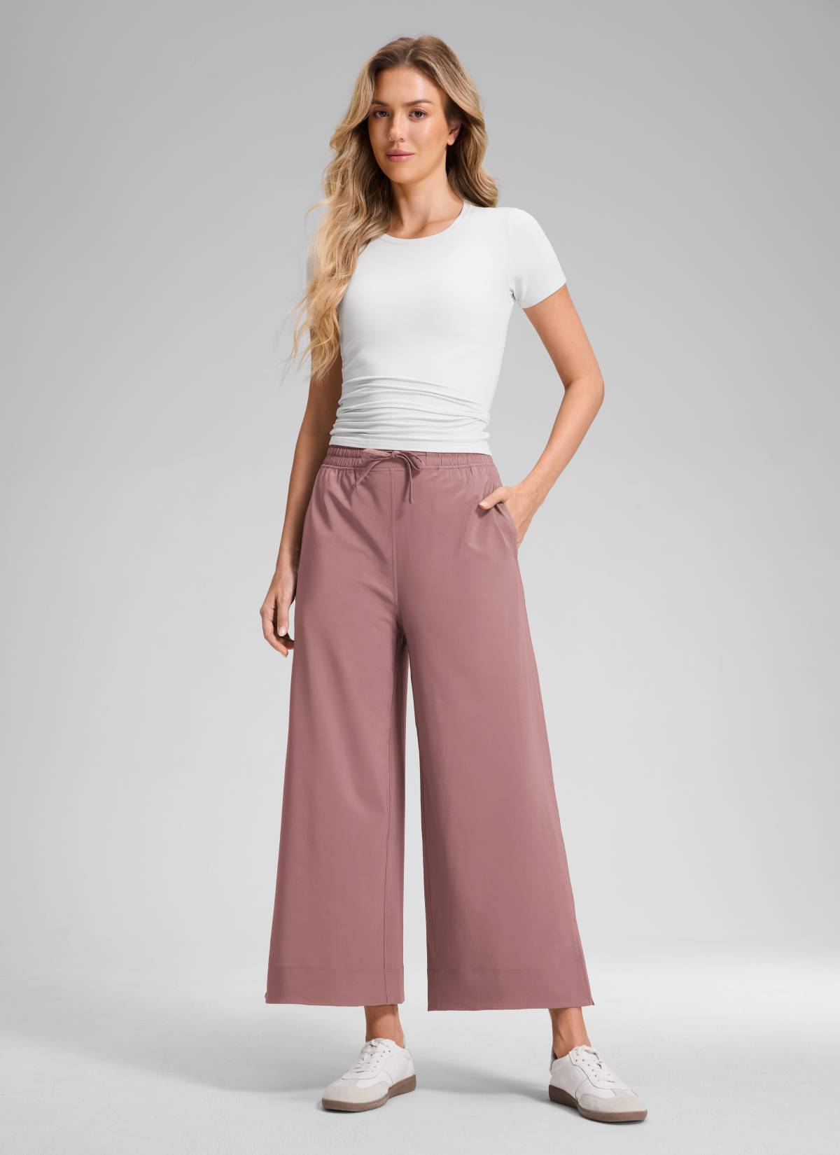 CRZ YOGA Feathery Fit Suave Pantalones de Pierna Ancha para Mujer Rosa Crepúsculo Rosa @model_info:Anna