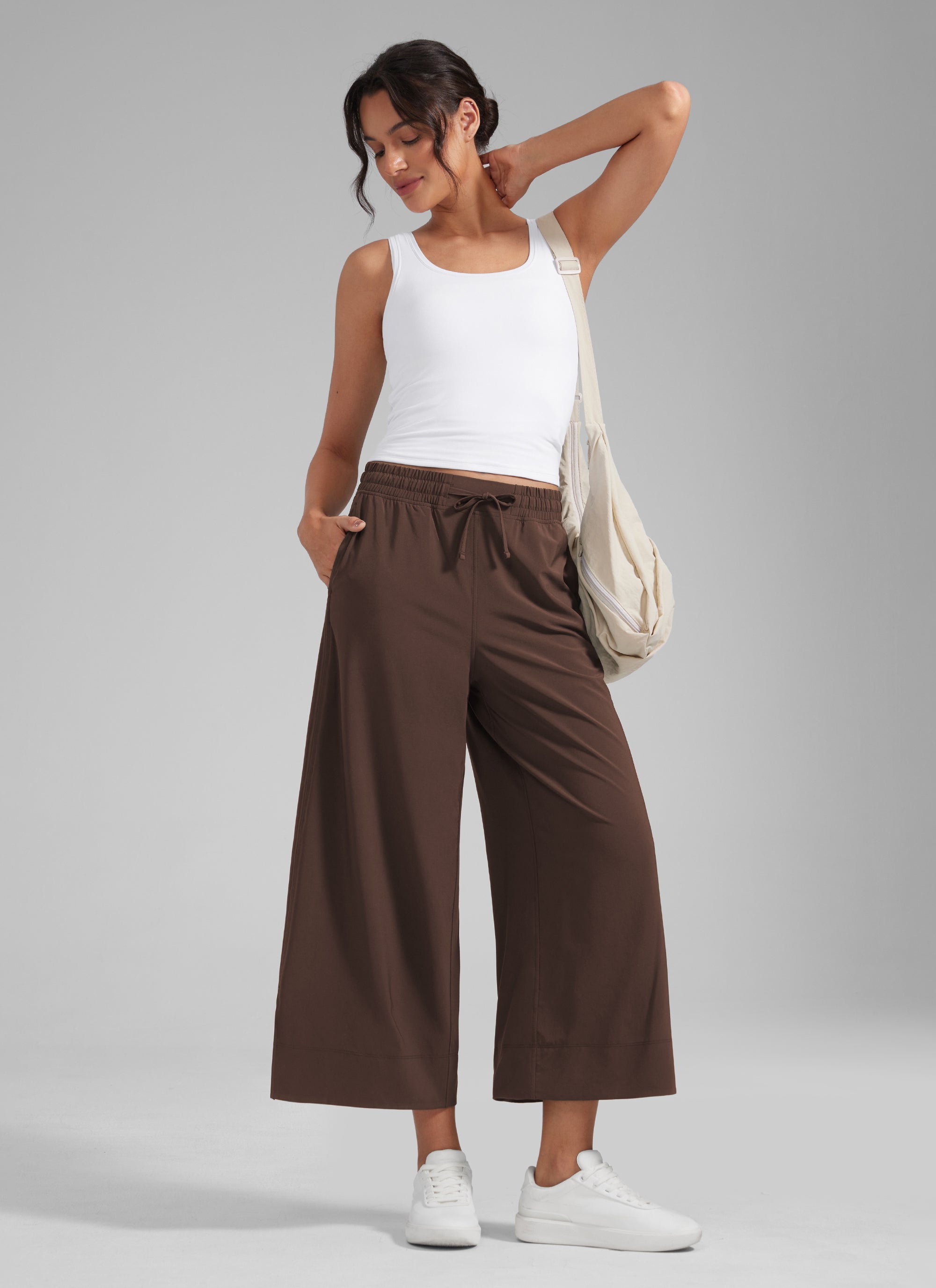 CRZ YOGA Feathery Fit Suave Pantalones de Pierna Ancha para Mujer Marrón Fudge Caliente @model_info:Jenna