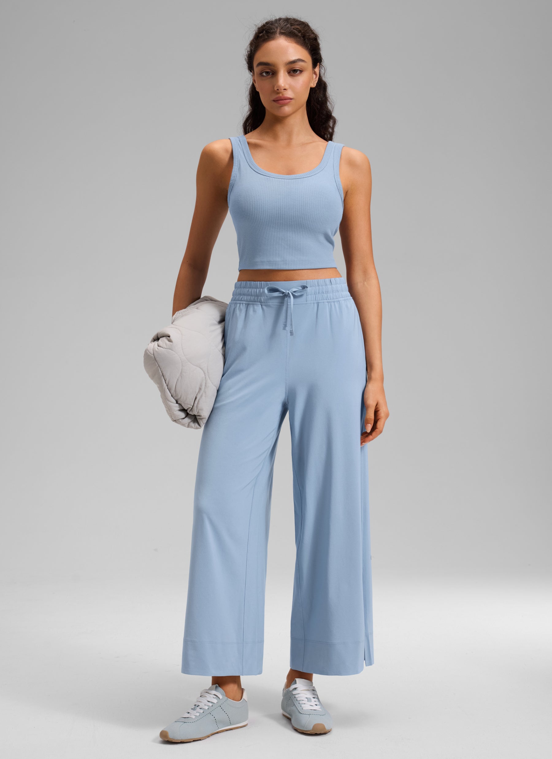 CRZ YOGA Feathery Fit Suave Pantalones de Pierna Ancha para Mujer El azul de la brisa @model_info:A