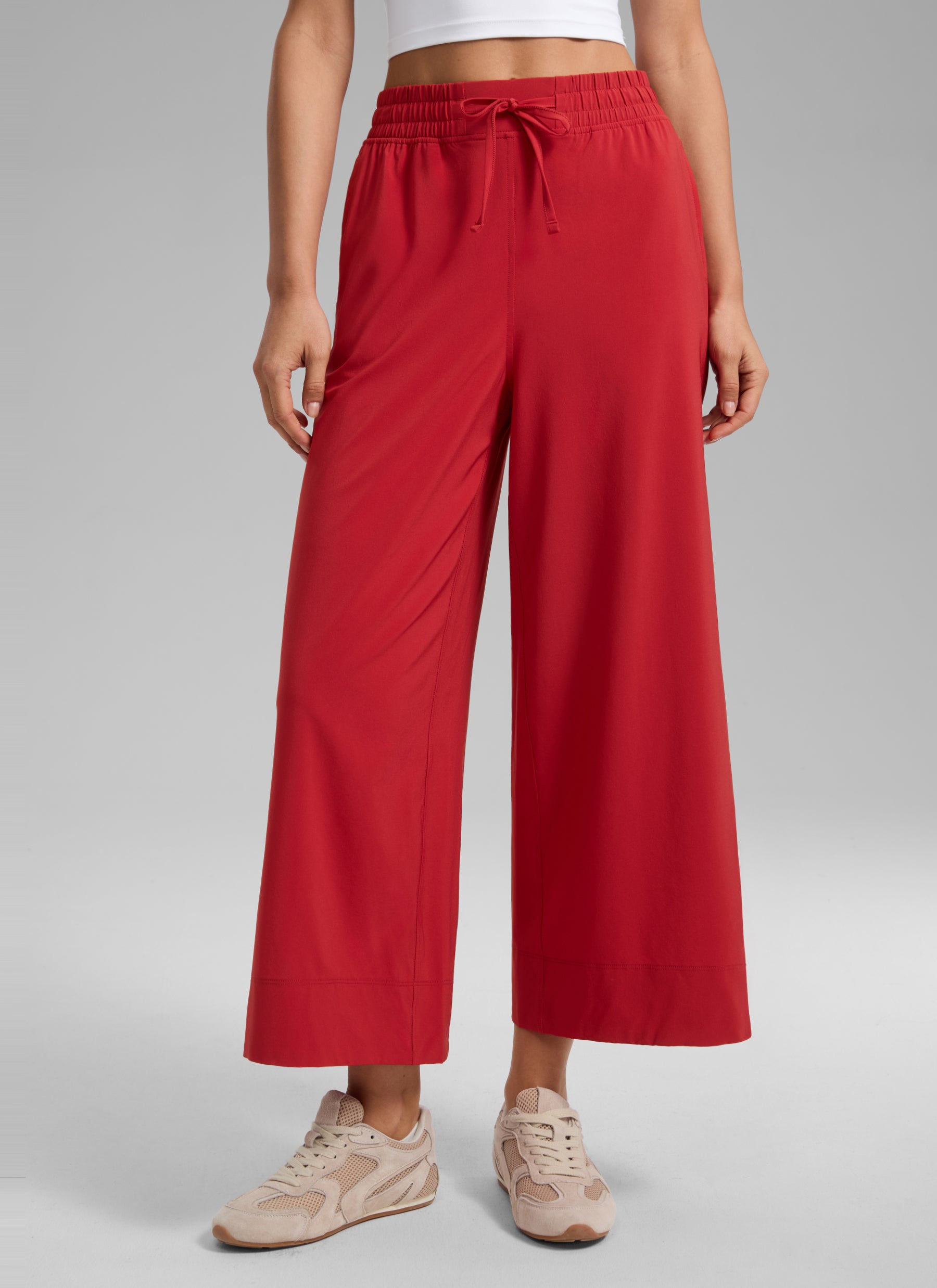 CRZ YOGA Feathery Fit Suave Pantalones de Pierna Ancha para Mujer Rojo Rubí @model_info:G
