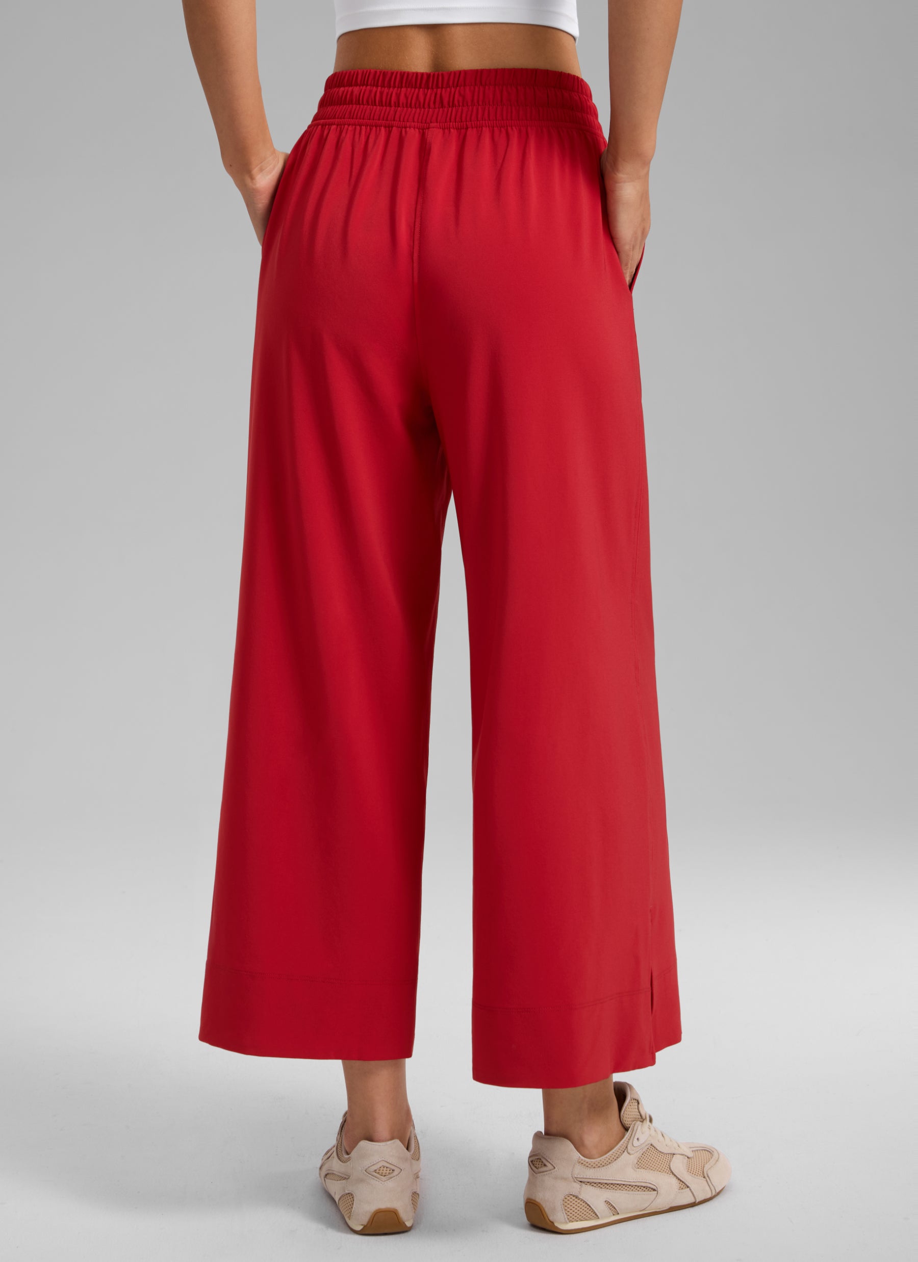 CRZ YOGA Feathery Fit Suave Pantalones de Pierna Ancha para Mujer Rojo Rubí @model_info:G
