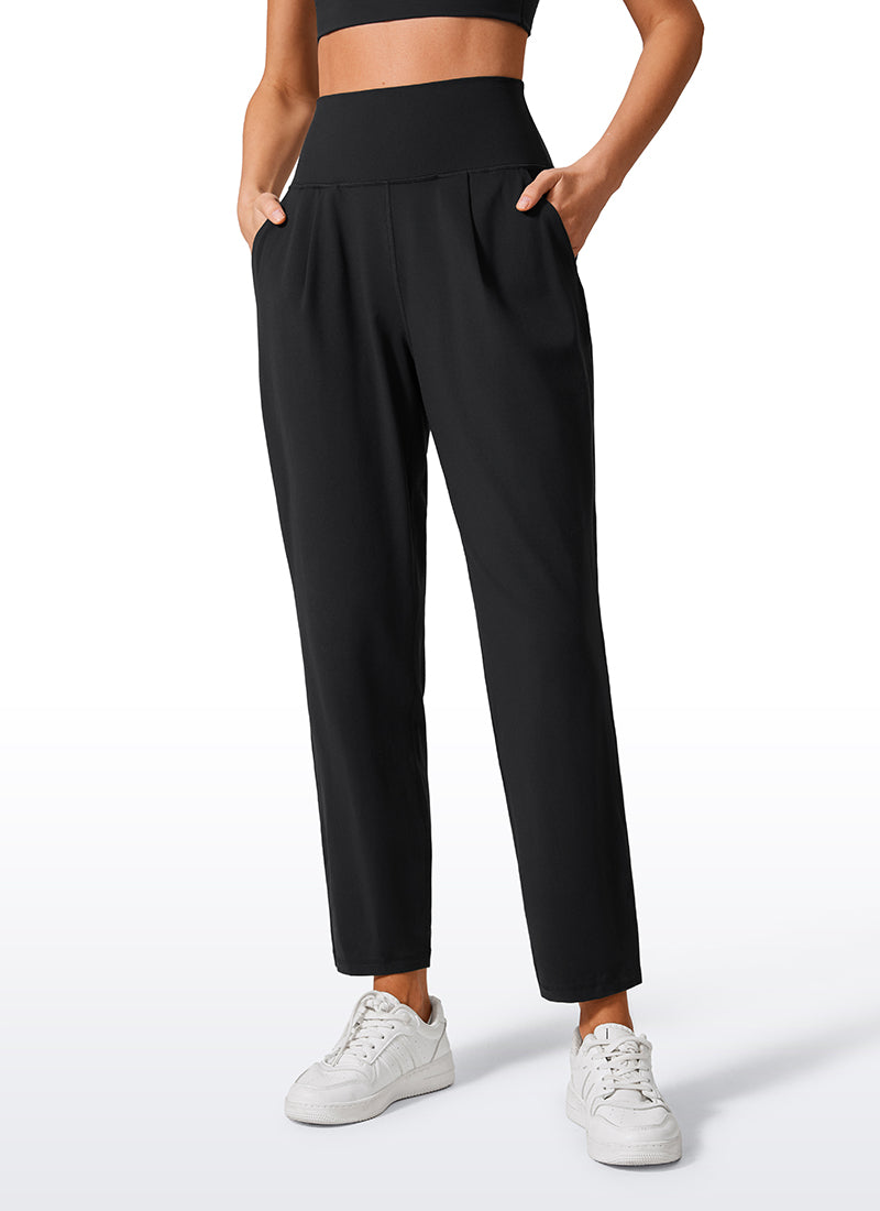 CRZ YOGA Butterlift Mujer Pantalones Casuales de Cintura Alta Pliegues Negro