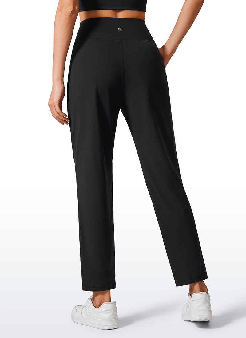 CRZ YOGA Butterlift Mujer Pantalones Casuales de Cintura Alta Pliegues Negro