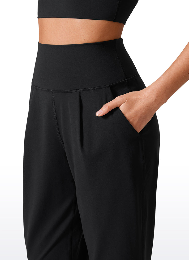 CRZ YOGA Butterlift Mujer Pantalones Casuales de Cintura Alta Pliegues Negro