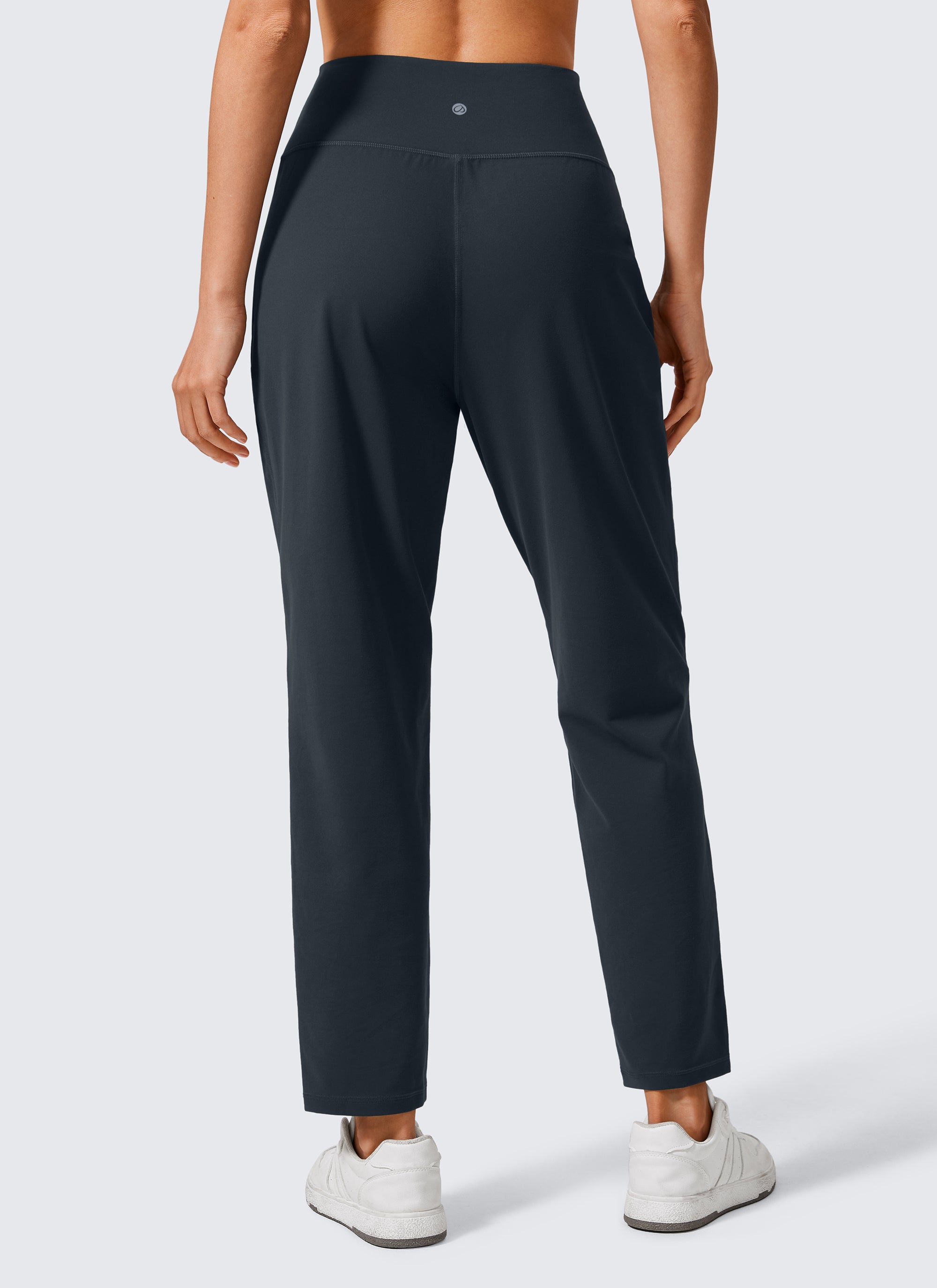 CRZ YOGA Butterlift Mujer Pantalones Casuales de Cintura Alta Pliegues True Navy