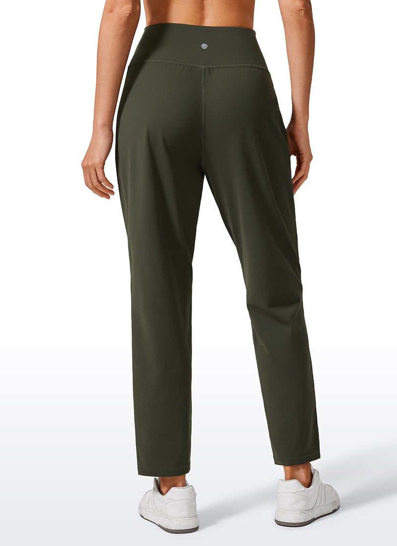 CRZ YOGA Butterlift Mujer Pantalones Casuales de Cintura Alta Pliegues Verde Oliva