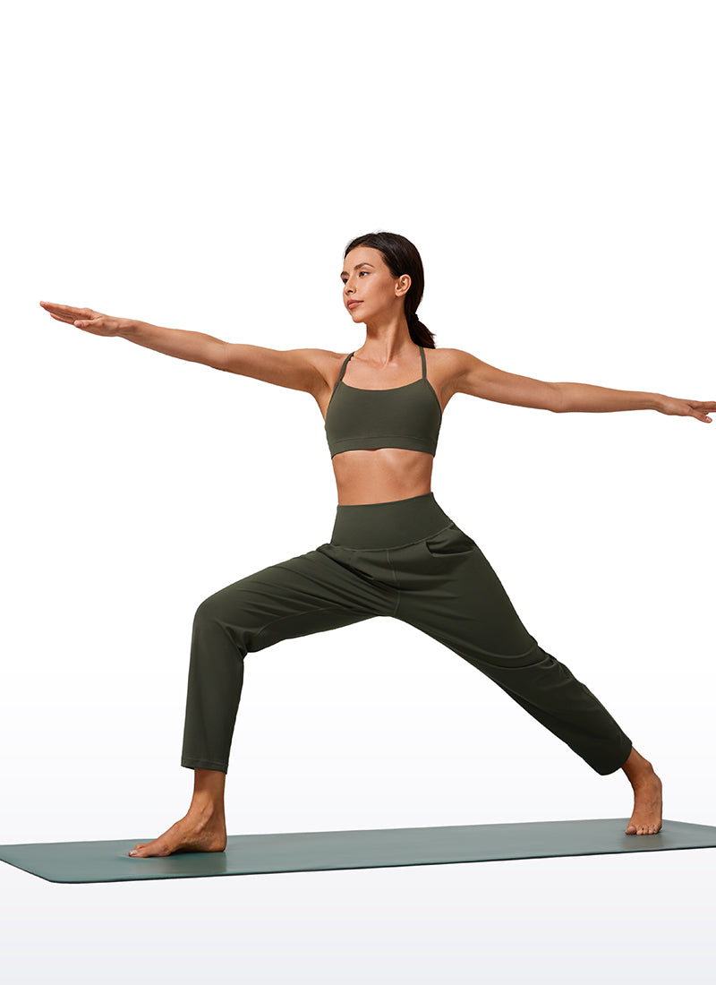 CRZ YOGA Butterlift Mujer Pantalones Casuales de Cintura Alta Pliegues Verde Oliva