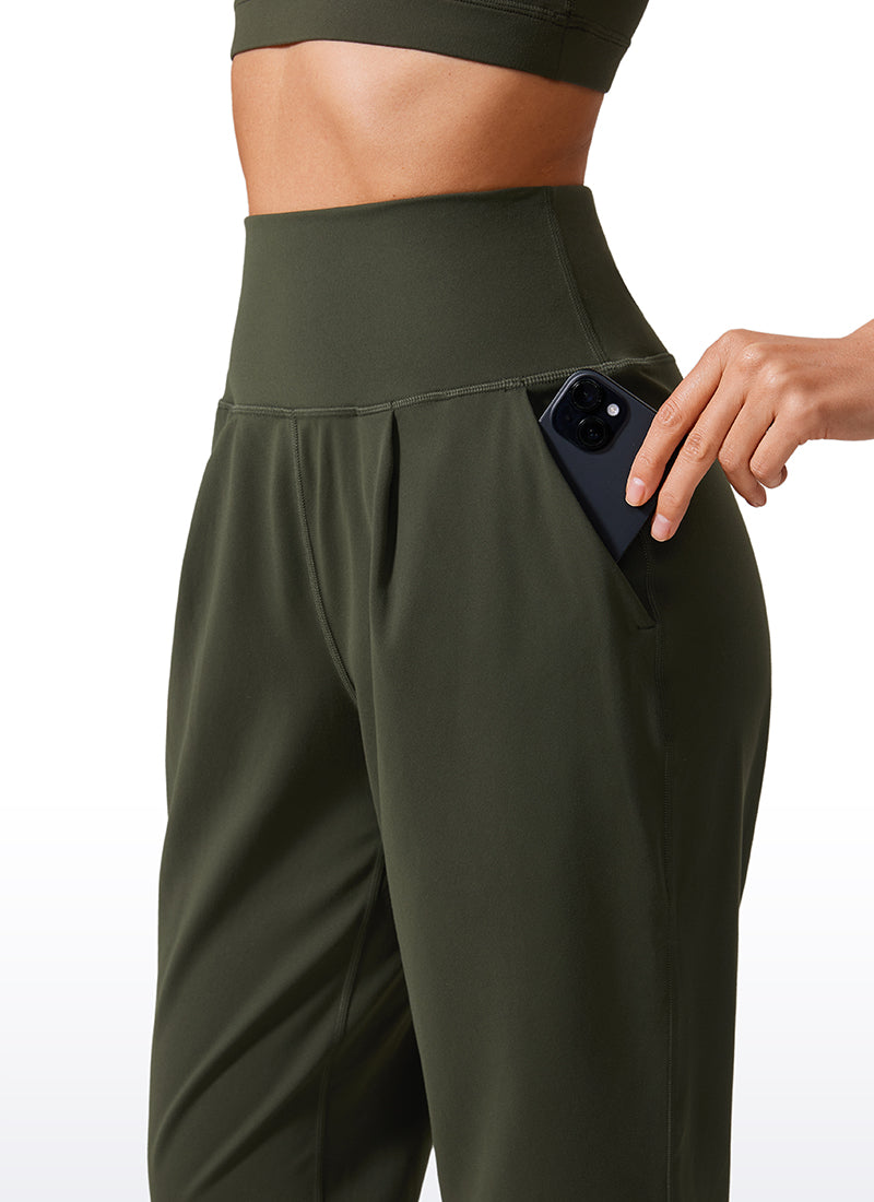 CRZ YOGA Butterlift Mujer Pantalones Casuales de Cintura Alta Pliegues Verde Oliva