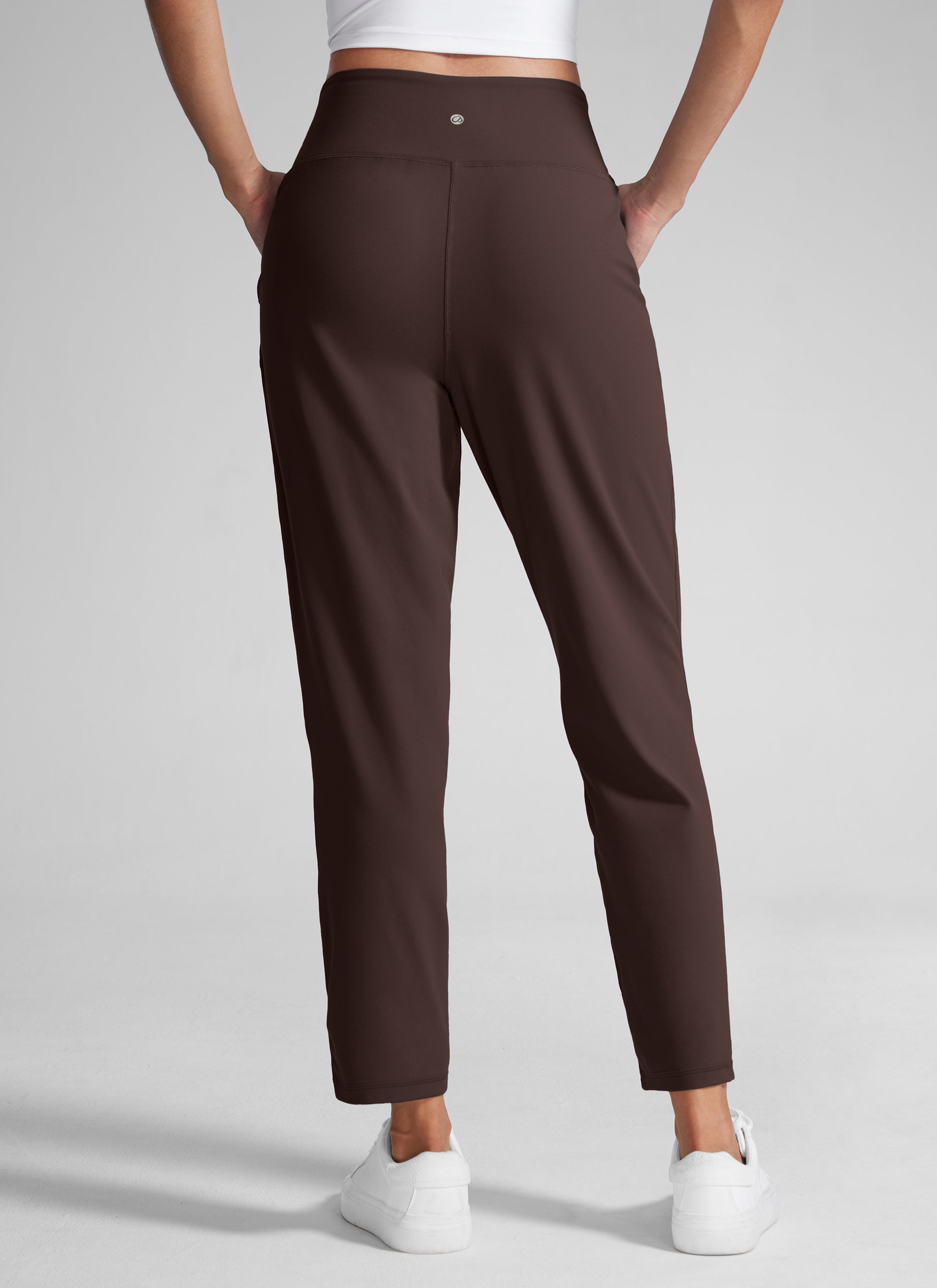 CRZ YOGA Butterlift Mujer Pantalones Casuales de Cintura Alta Pliegues Marrón Fudge Caliente