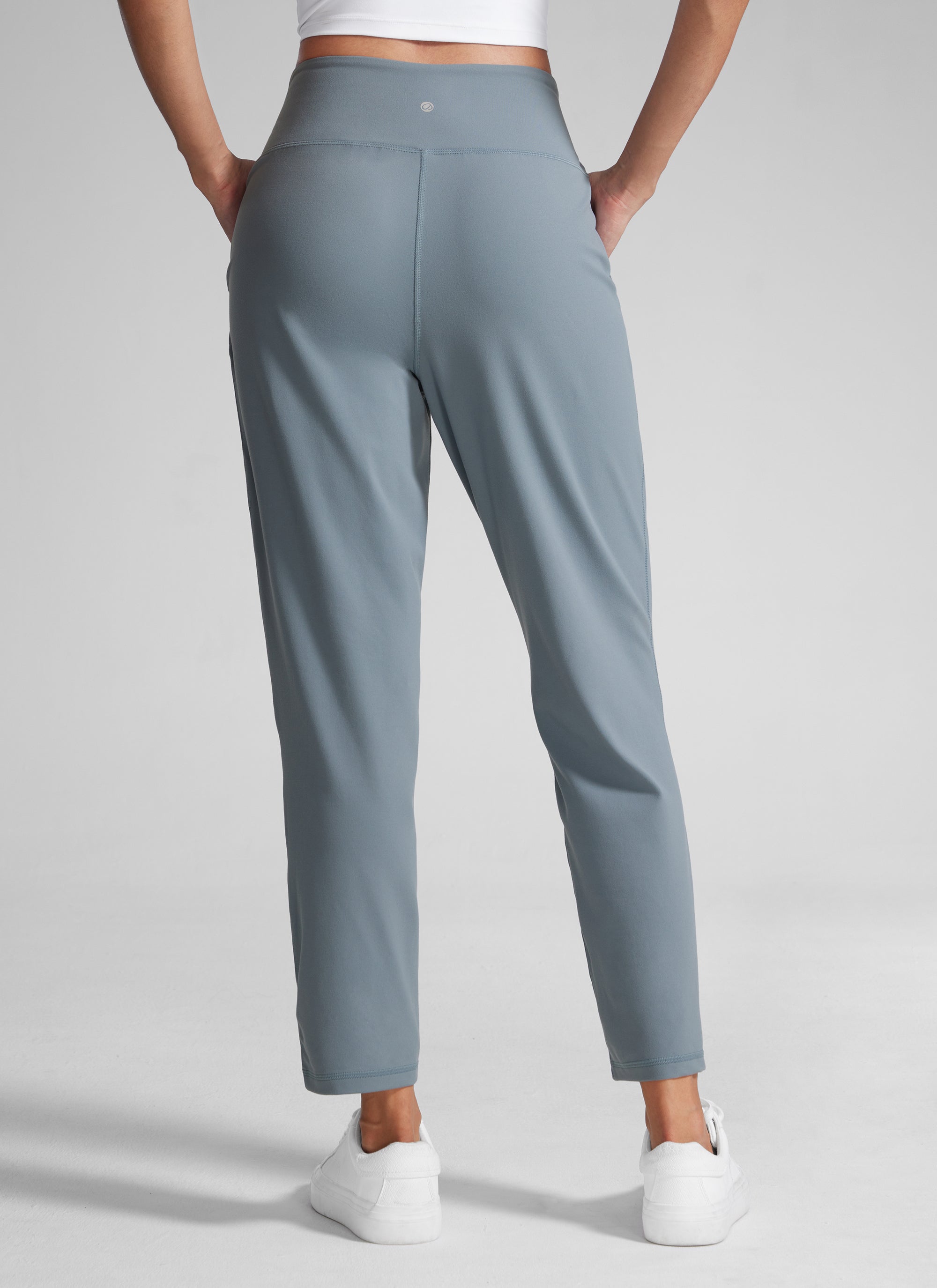 CRZ YOGA Butterlift Mujer Pantalones Casuales de Cintura Alta Pliegues Azul Belga