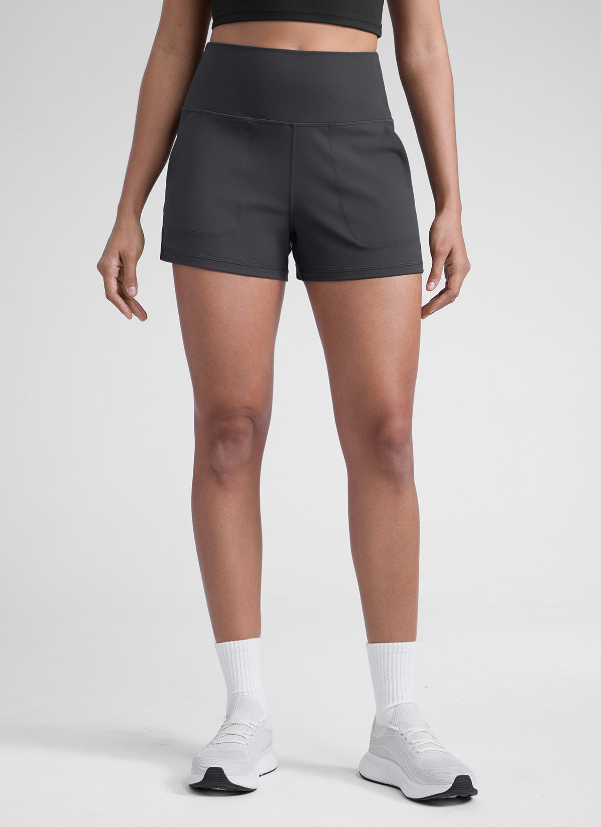 CRZ YOGA Pantalones Cortos Butterlift con Bolsillos para Mujer Gris misterioso