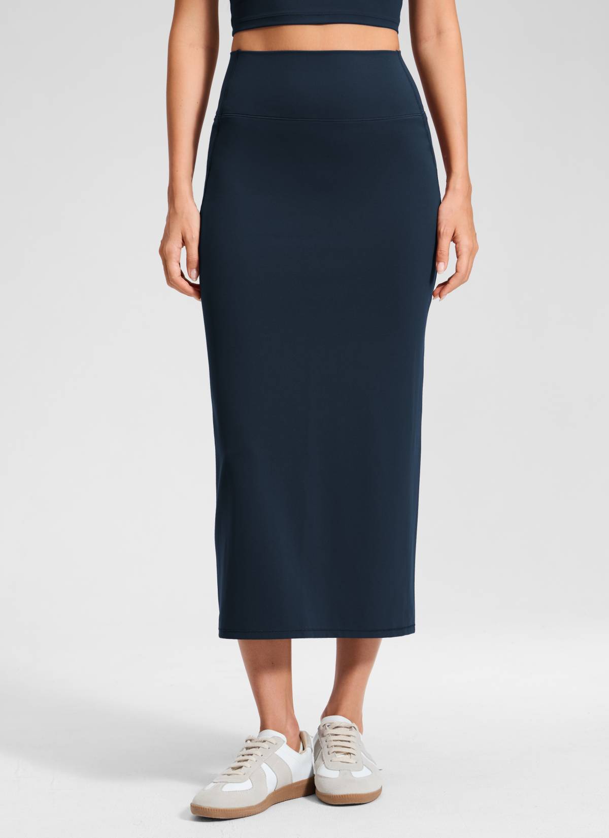 CRZ YOGA para Mujeres Falda Larga Ajustada con Abertura Posterior True Navy