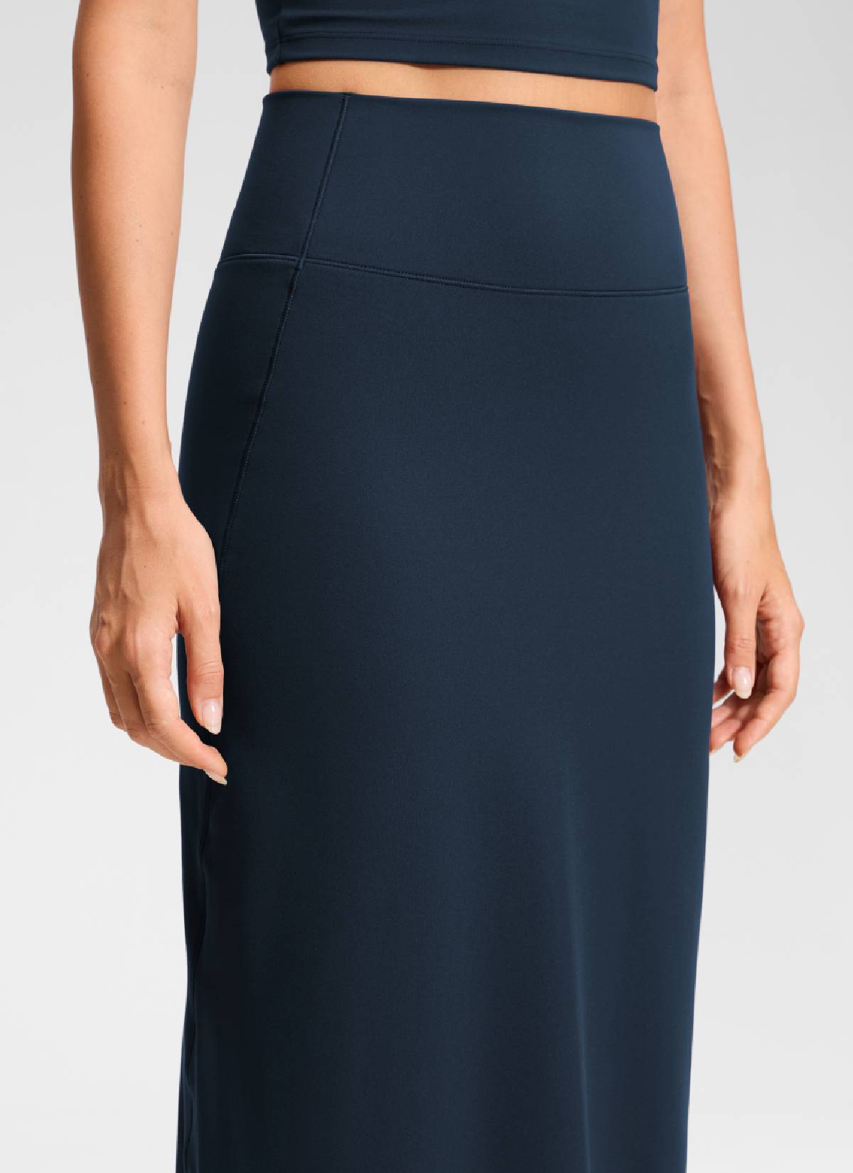 CRZ YOGA para Mujeres Falda Larga Ajustada con Abertura Posterior True Navy