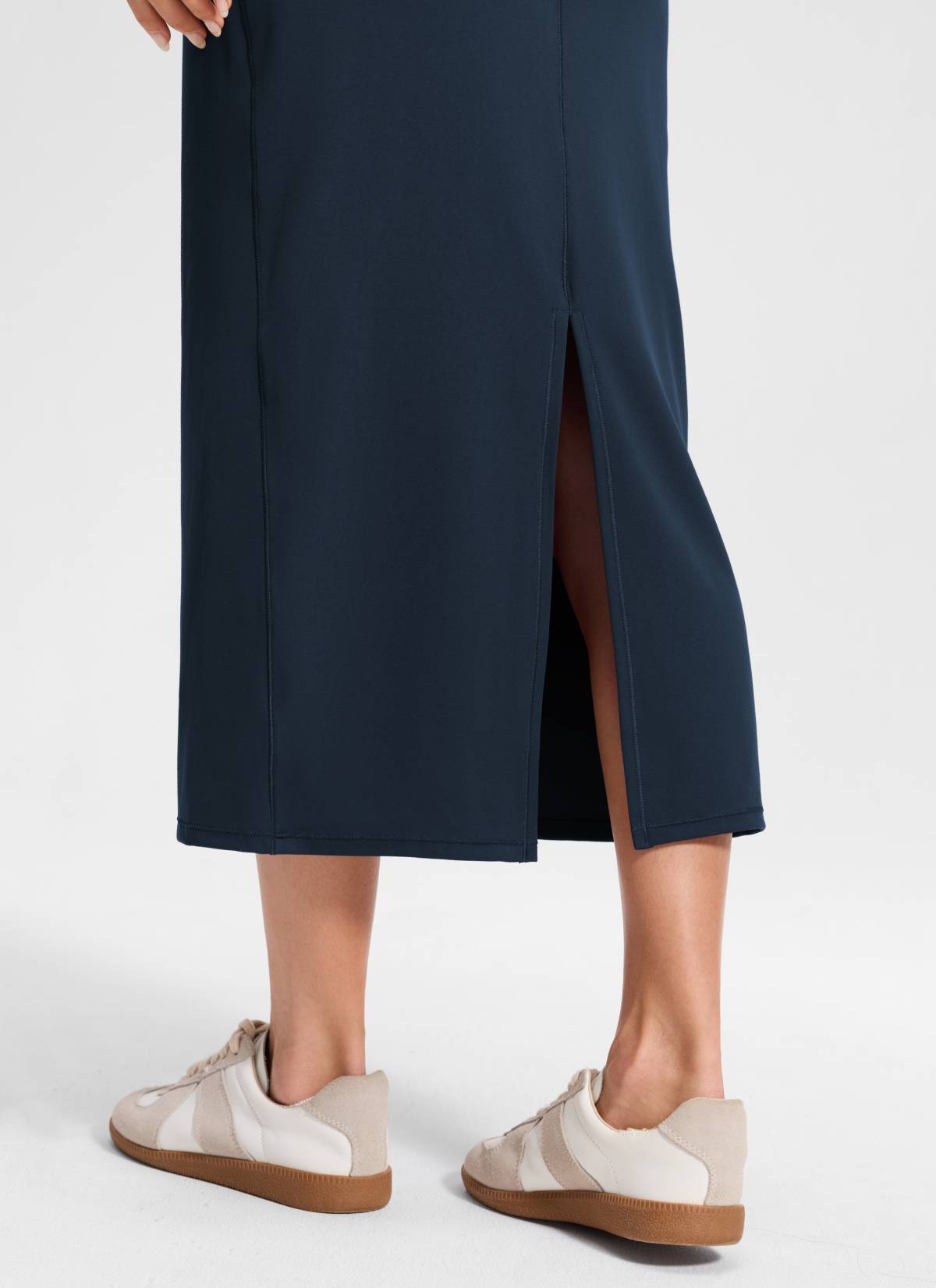 CRZ YOGA para Mujeres Falda Larga Ajustada con Abertura Posterior True Navy