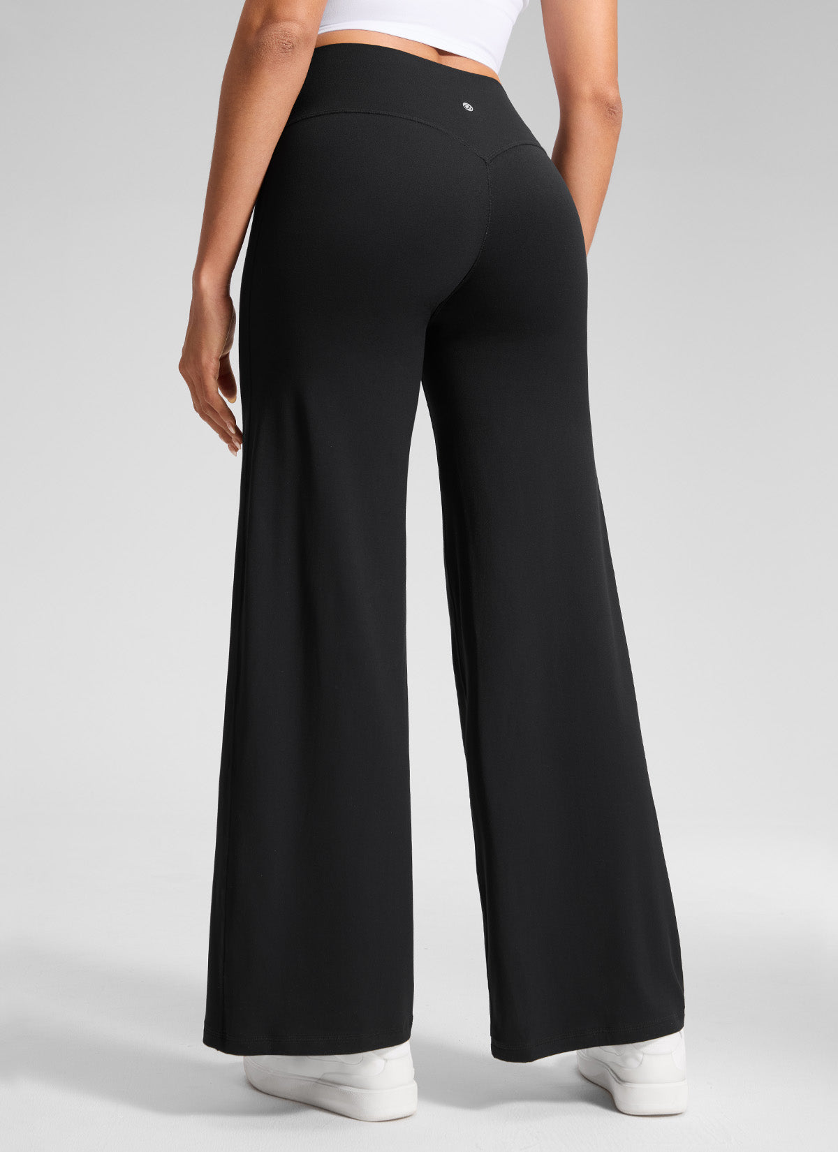 CRZ YOGA Mujer Softretch Pantalón de Cintura Alta sin Costura Delante Negro