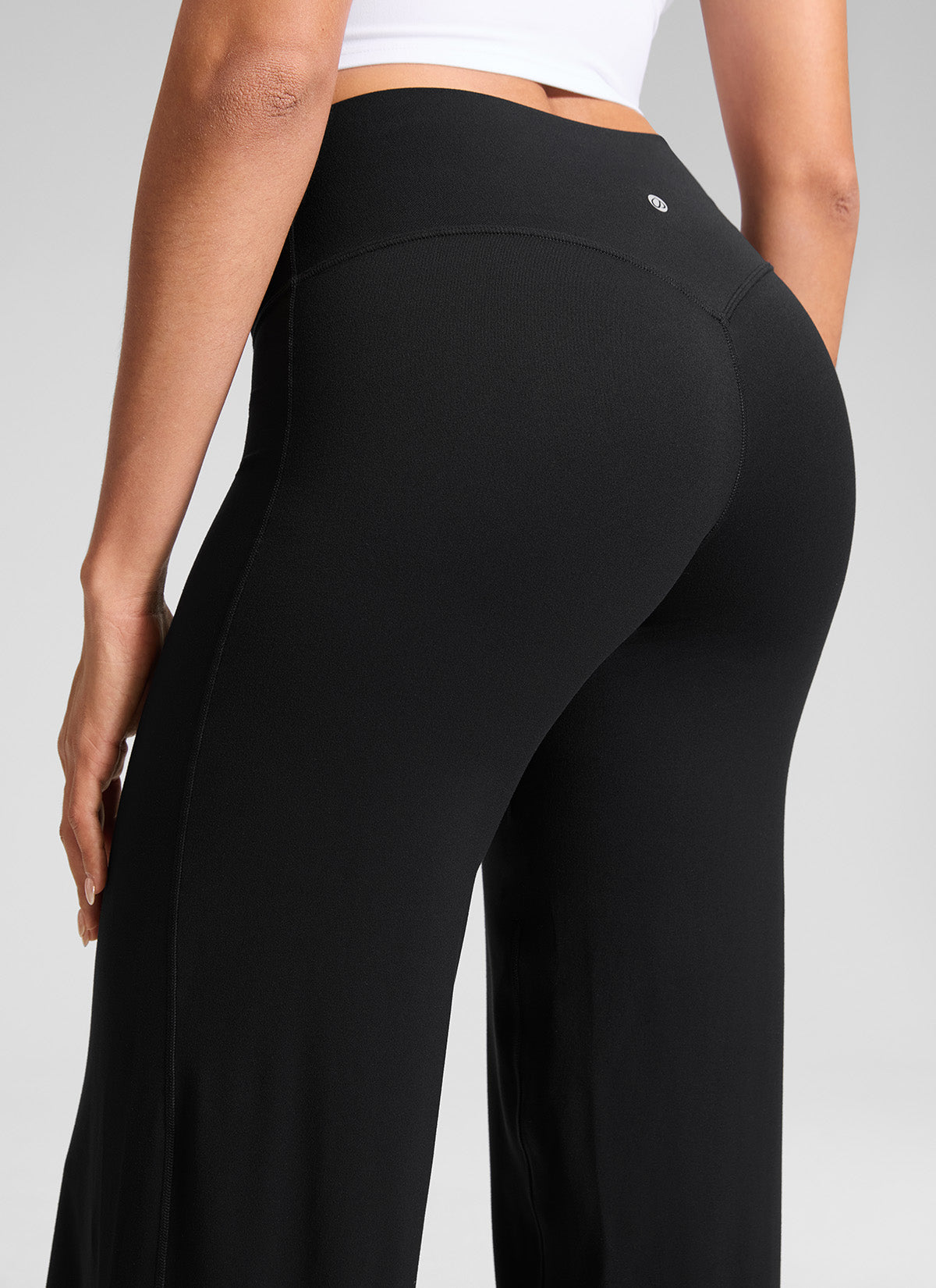 CRZ YOGA Mujer Softretch Pantalón de Cintura Alta sin Costura Delante Negro