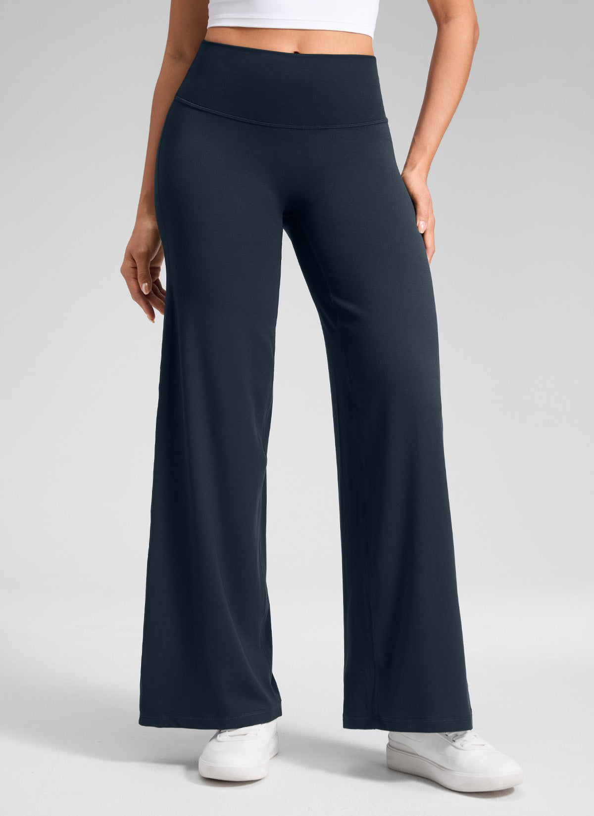 CRZ YOGA Mujer Softretch Pantalón de Cintura Alta sin Costura Delante True Navy