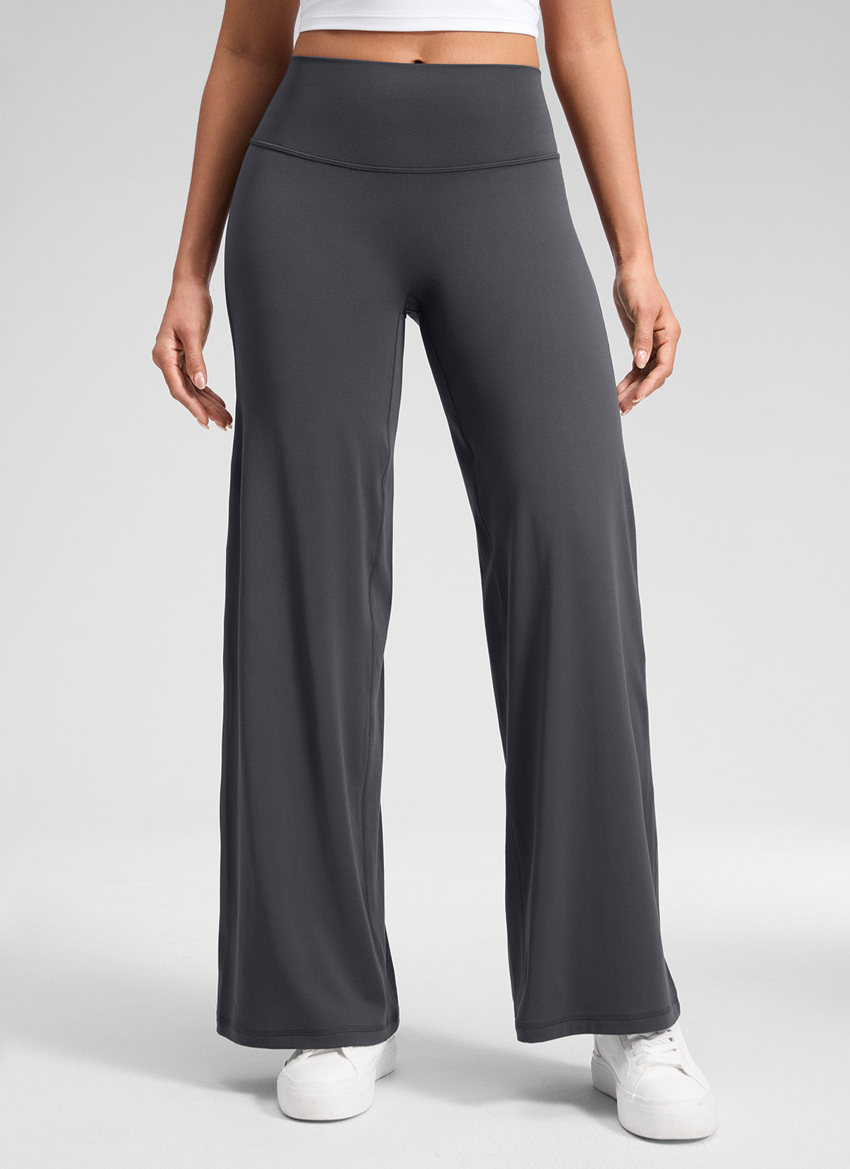 CRZ YOGA Mujer Softretch Pantalón de Cintura Alta sin Costura Delante Gris misterioso