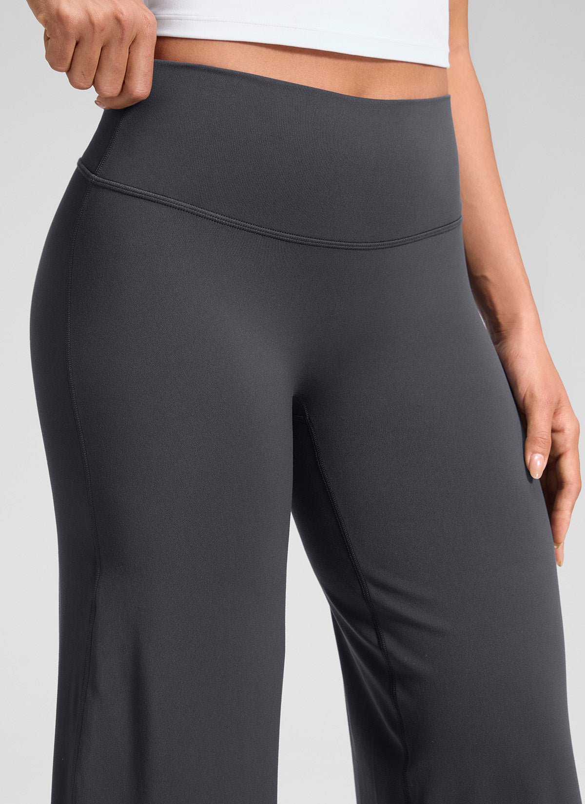 CRZ YOGA Mujer Softretch Pantalón de Cintura Alta sin Costura Delante Gris misterioso