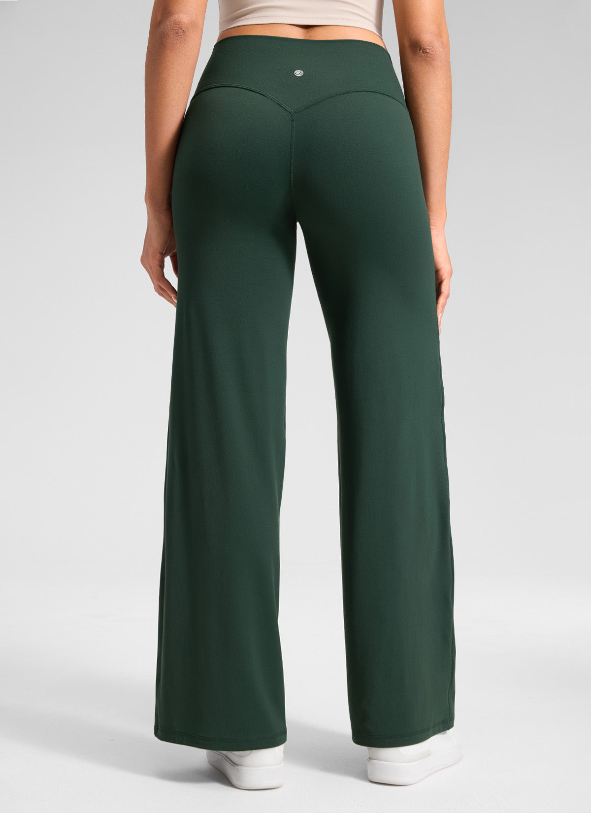 CRZ YOGA Mujer Softretch Pantalón de Cintura Alta sin Costura Delante Leyenda Verde