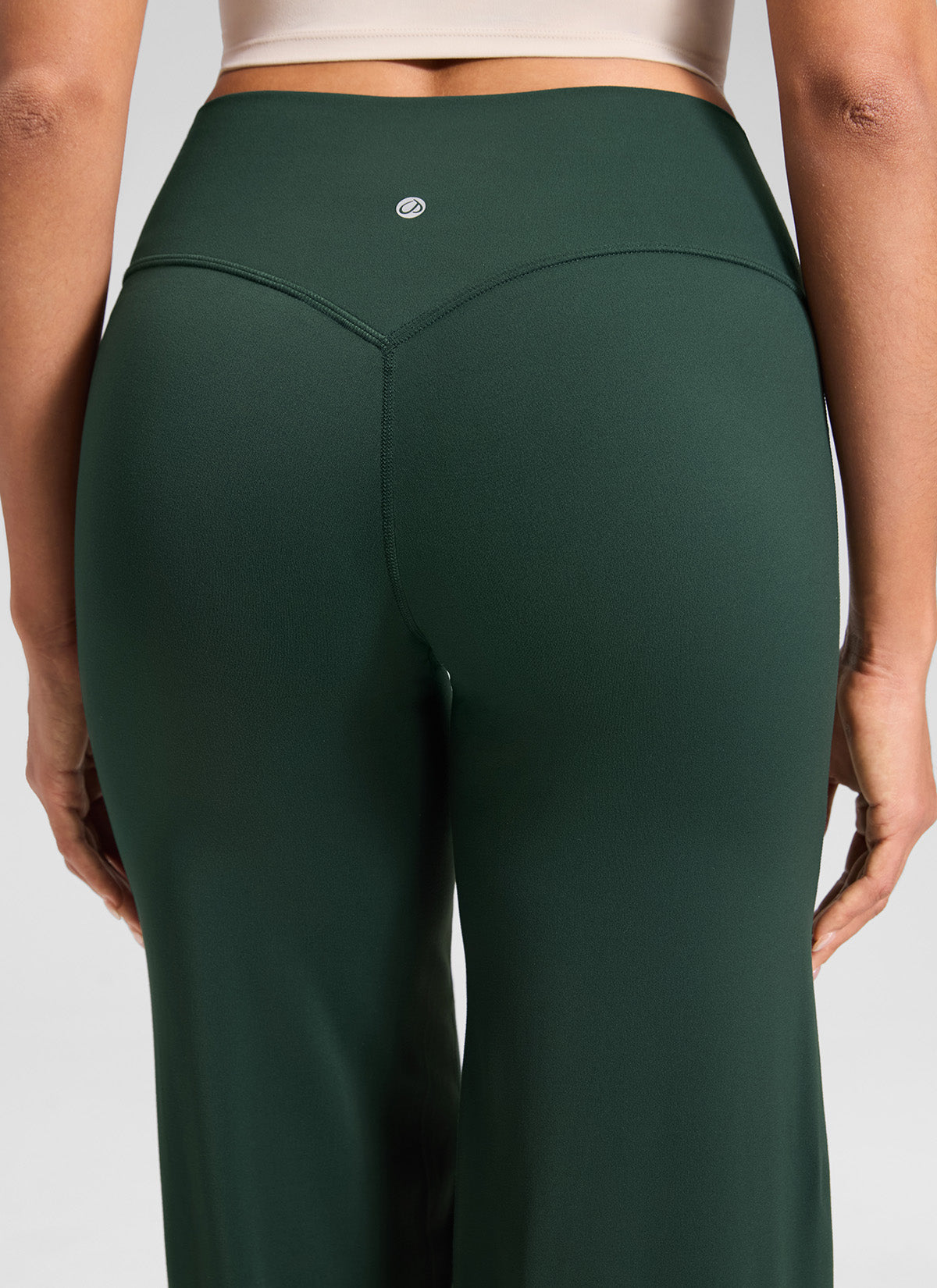 CRZ YOGA Mujer Softretch Pantalón de Cintura Alta sin Costura Delante Leyenda Verde