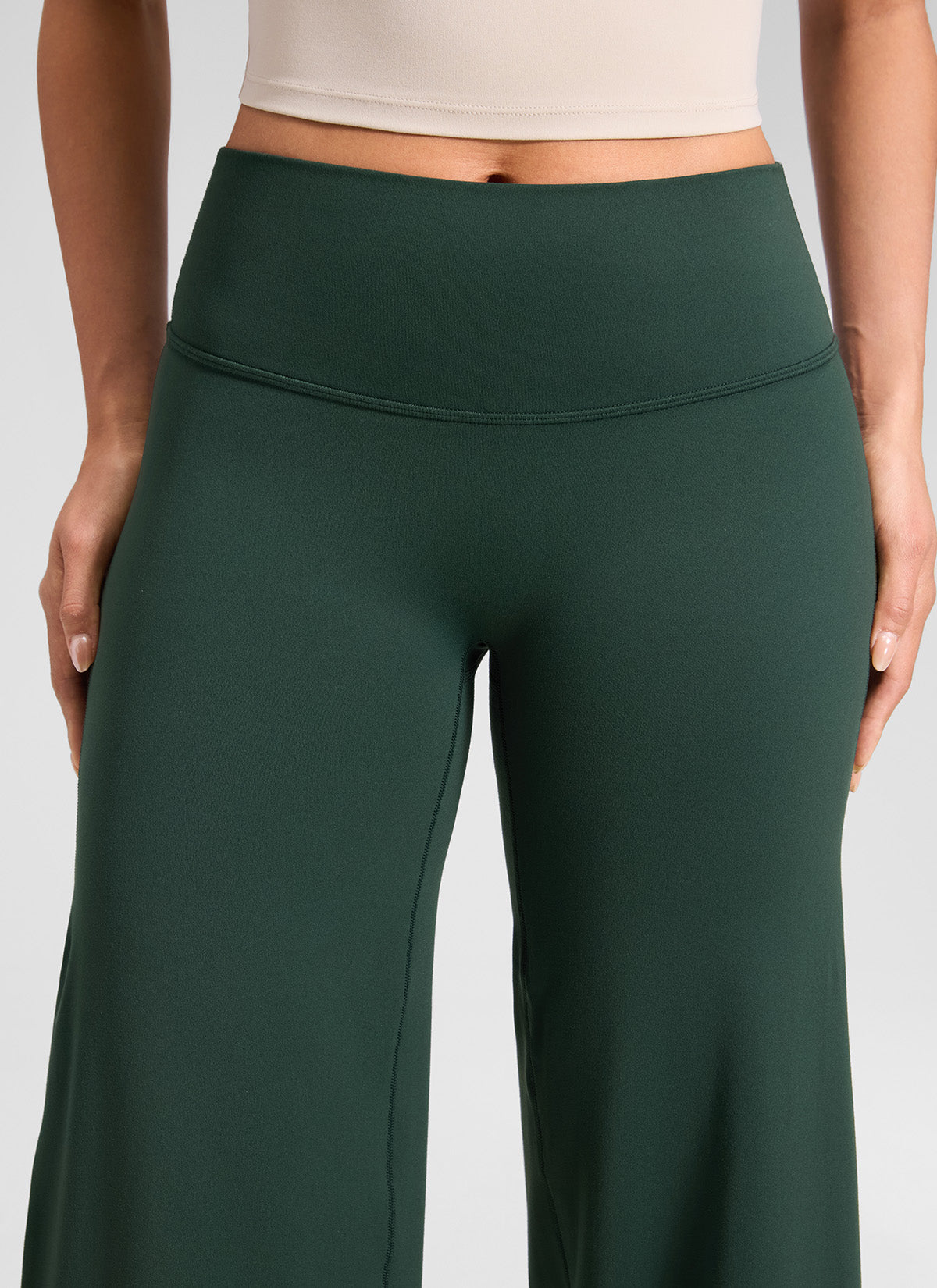 CRZ YOGA Mujer Softretch Pantalón de Cintura Alta sin Costura Delante Leyenda Verde