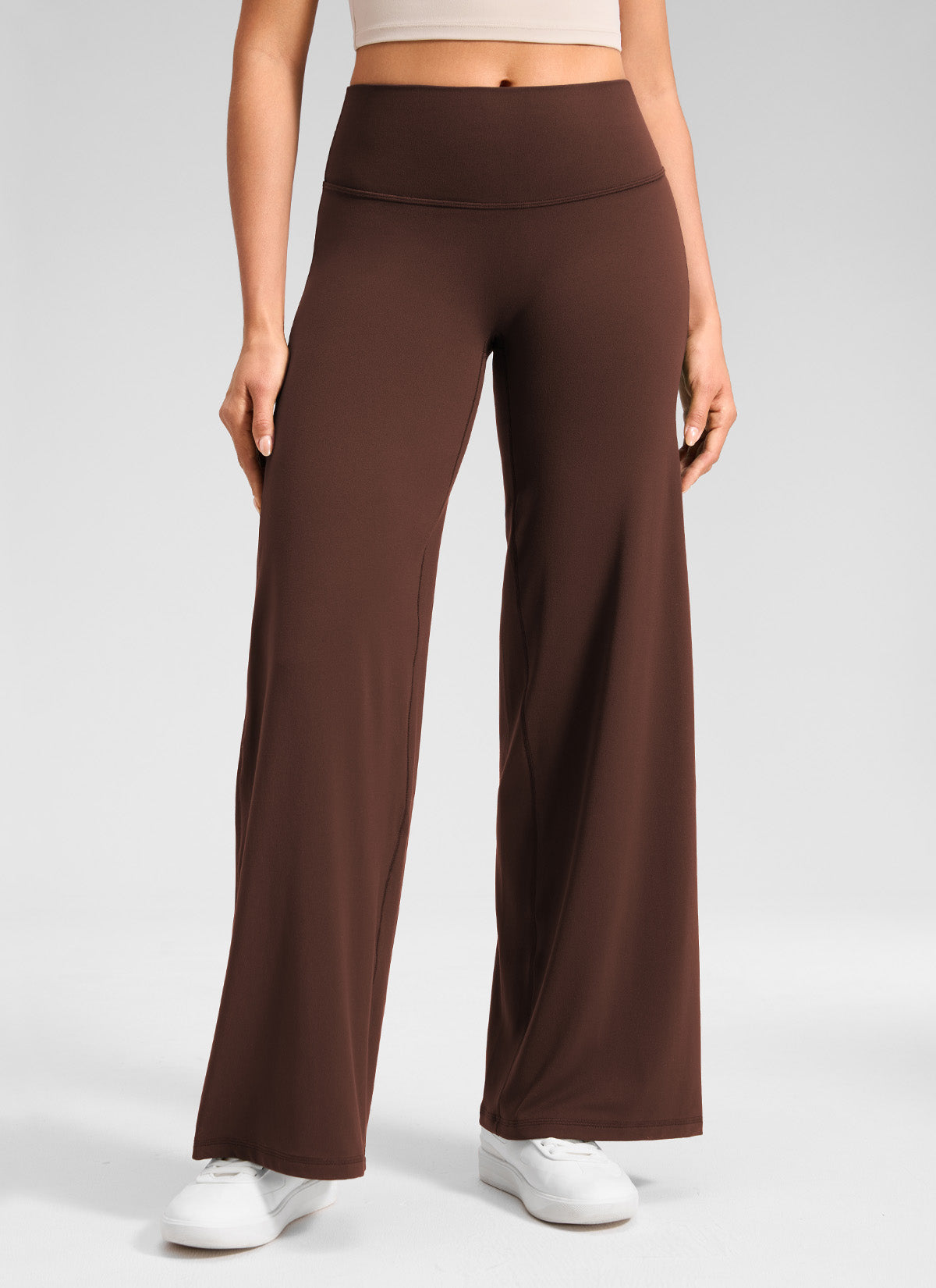 CRZ YOGA Mujer Softretch Pantalón de Cintura Alta sin Costura Delante Marrón Lava