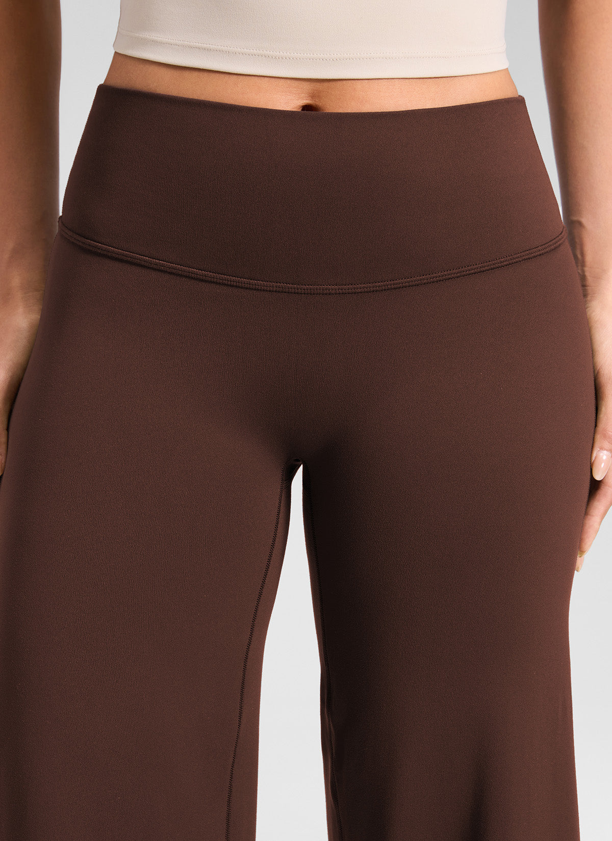 CRZ YOGA Mujer Softretch Pantalón de Cintura Alta sin Costura Delante Marrón Lava