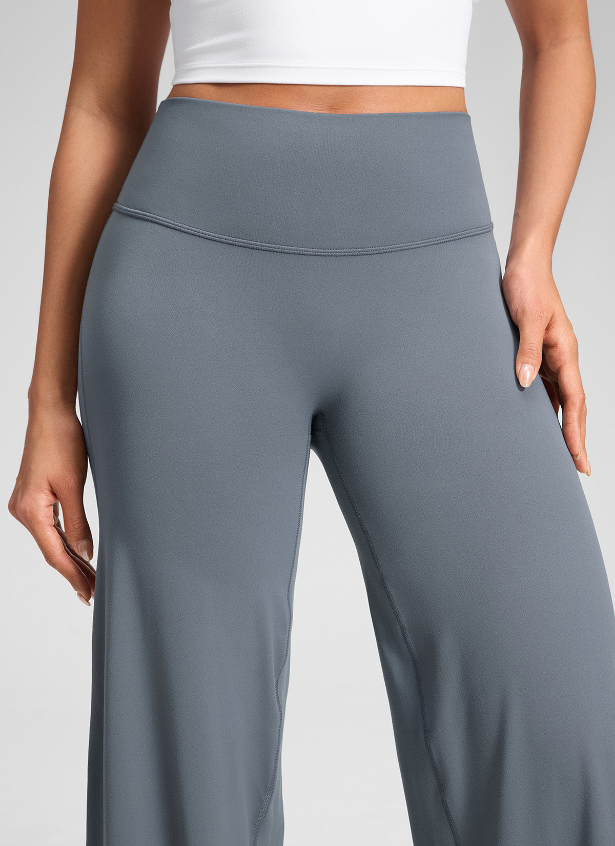 CRZ YOGA Mujer Softretch Pantalón de Cintura Alta sin Costura Delante Gris Solar