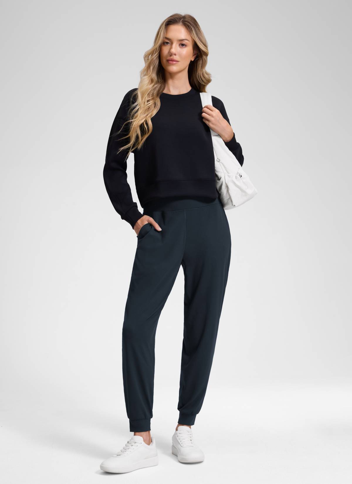 CRZ YOGA Chicas Jogger de Cintura Alta Butterluxe con Bolsillos True Navy