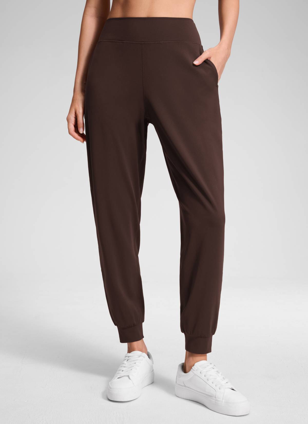 CRZ YOGA Chicas Jogger de Cintura Alta Butterluxe con Bolsillos Marrón Fudge Caliente