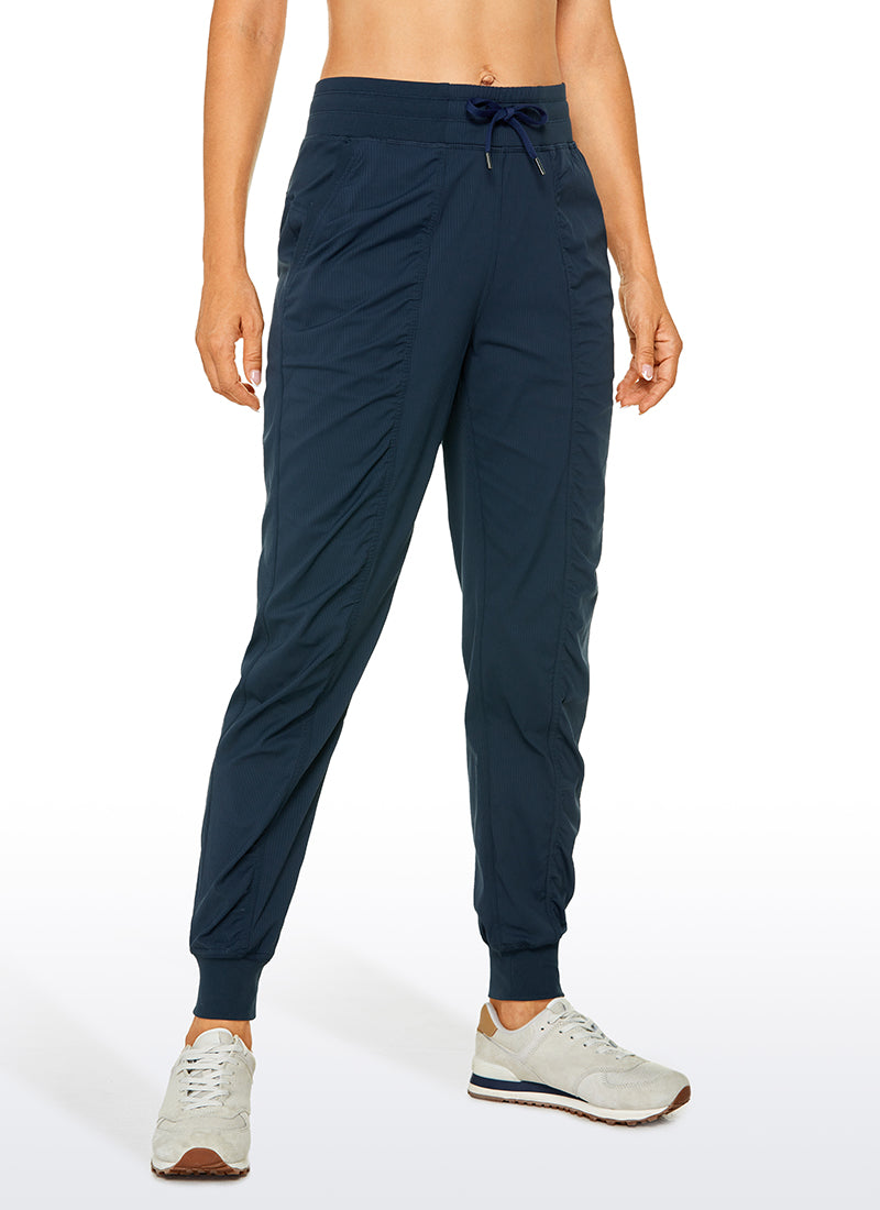 Joggers a rayas con bolsillos de 28 Pulgadas - Fruncidos