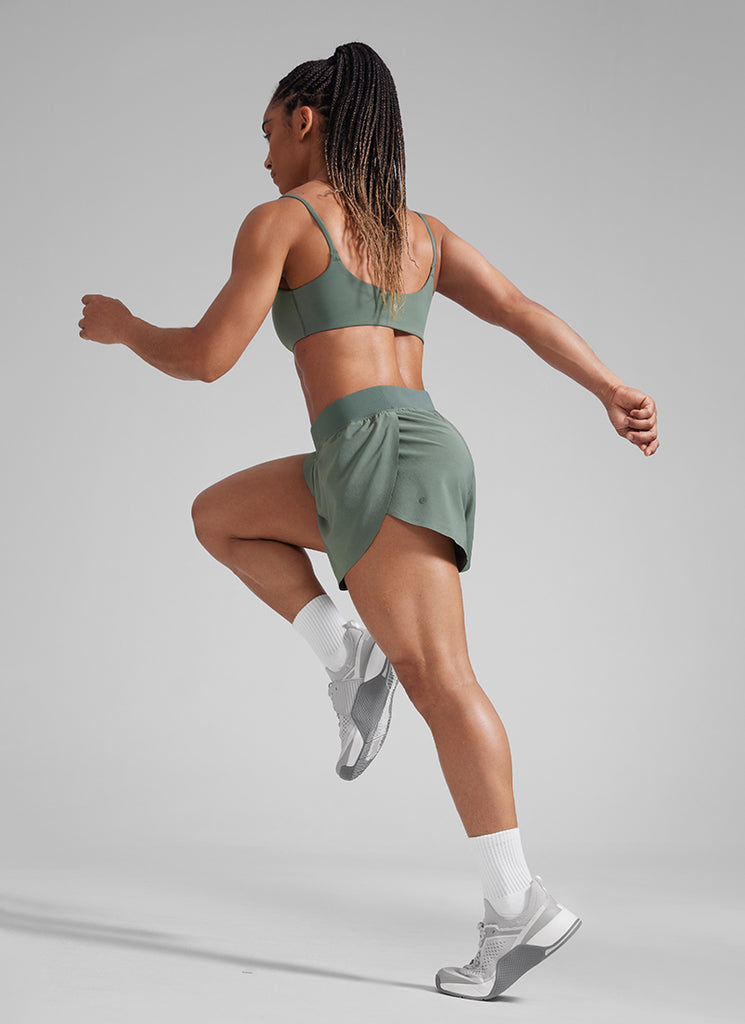 CRZ YOGA Feathery Fit Suave Shorts Forro Dolphin de Cintura Media de 4 Pulgadas para Mujer Negro