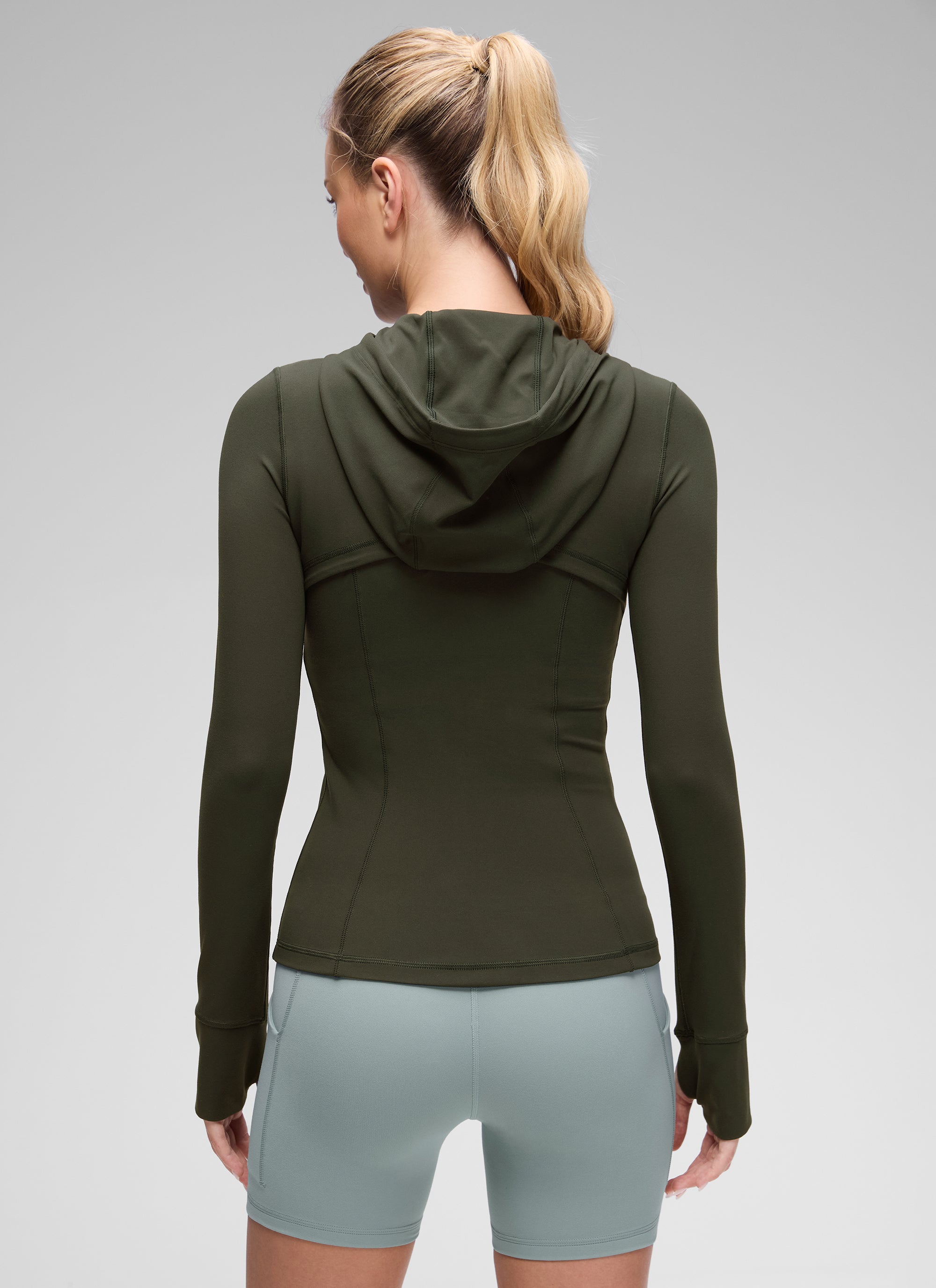 CRZ YOGA Mujer Sudadera con Capucha y Cremallera Verde Oliva