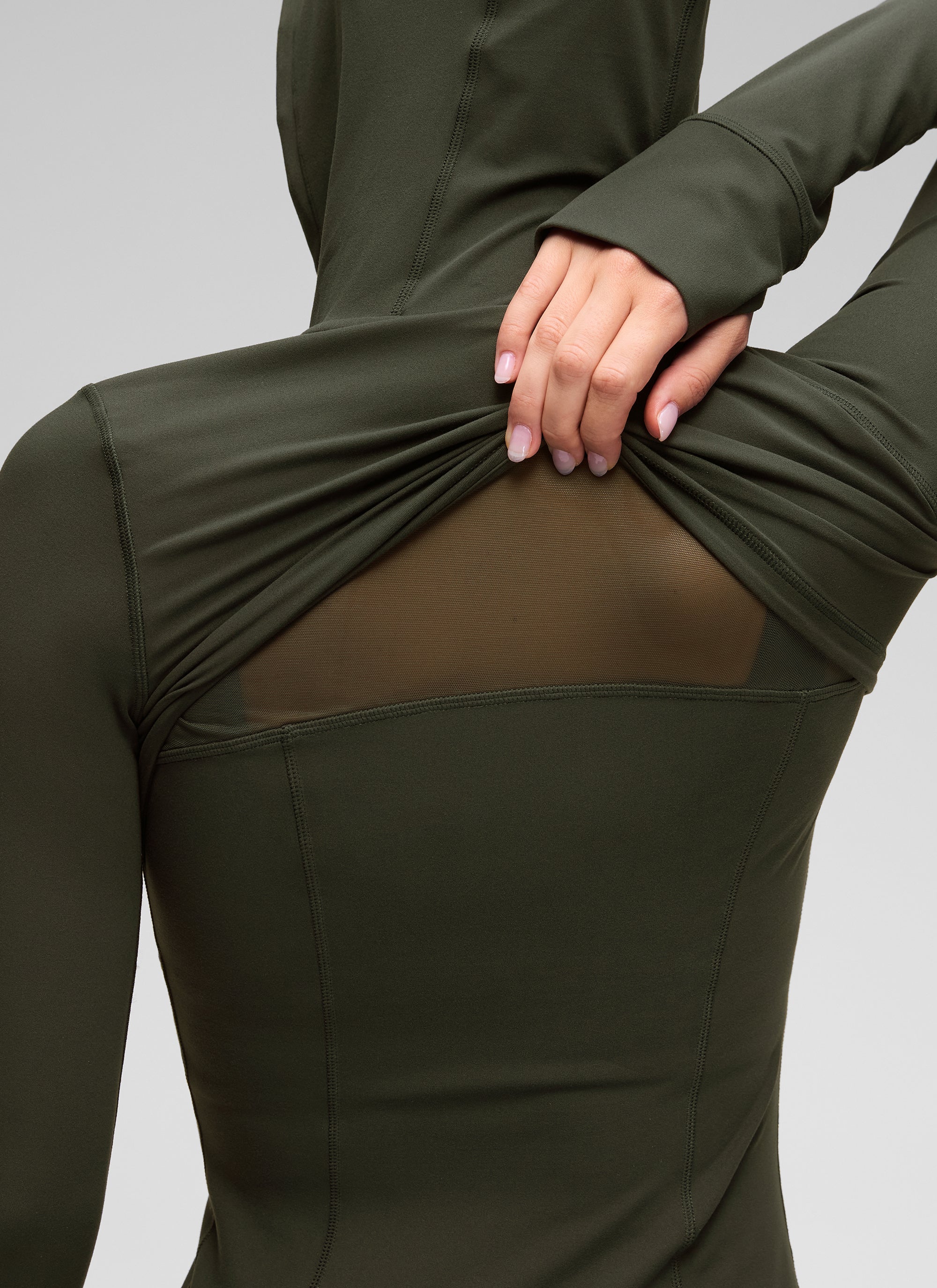 CRZ YOGA Mujer Sudadera con Capucha y Cremallera Verde Oliva