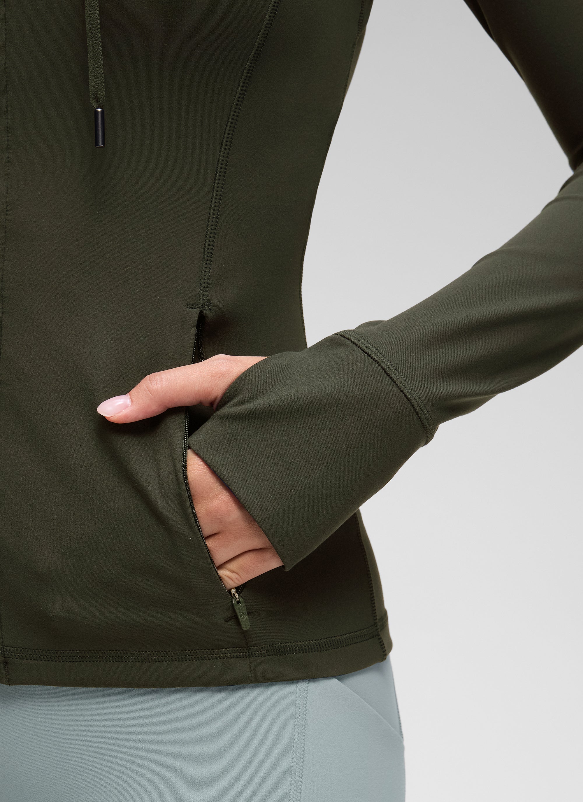 CRZ YOGA Mujer Sudadera con Capucha y Cremallera Verde Oliva