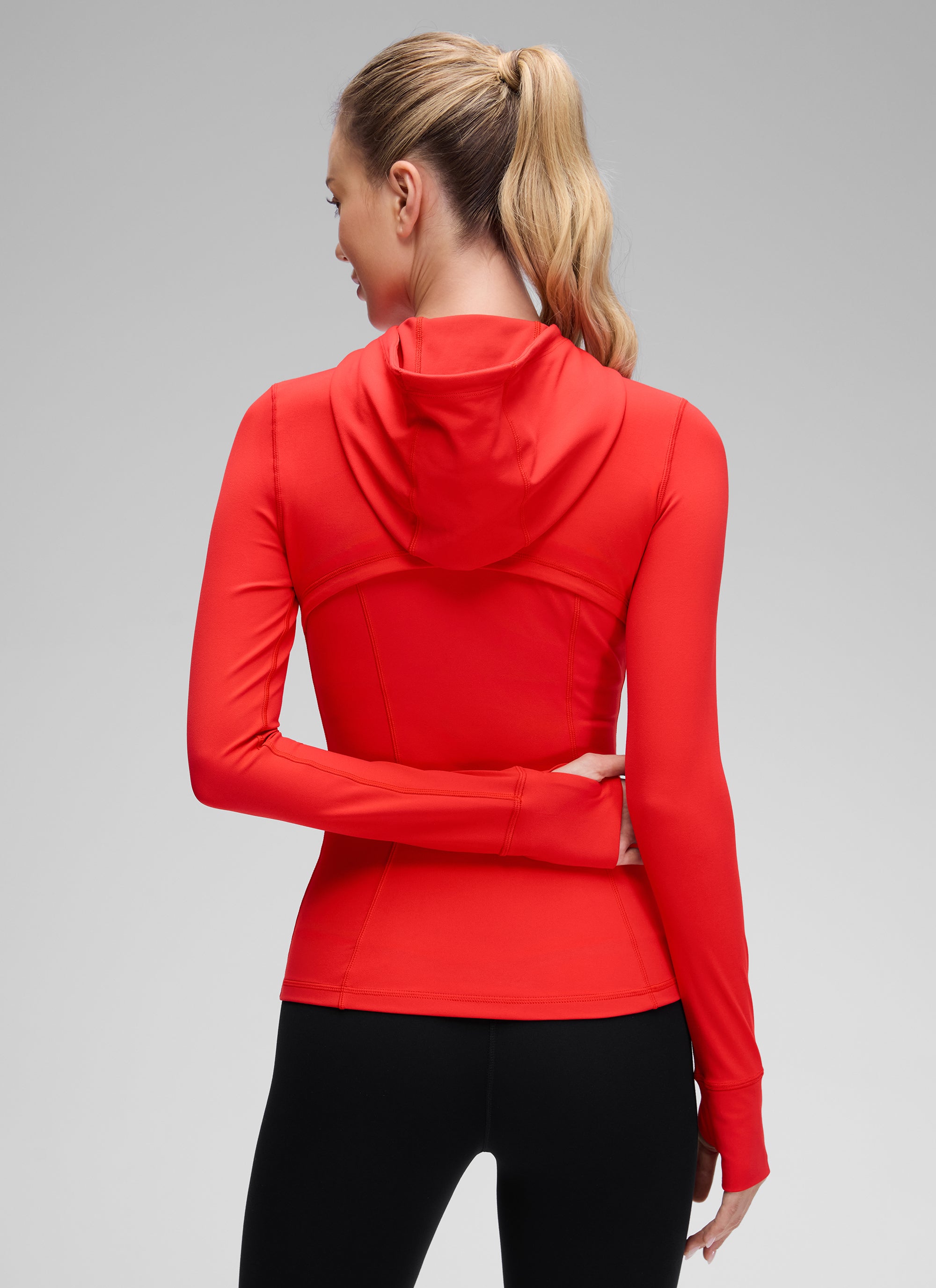 CRZ YOGA Mujer Sudadera con Capucha y Cremallera Rojo oscuro