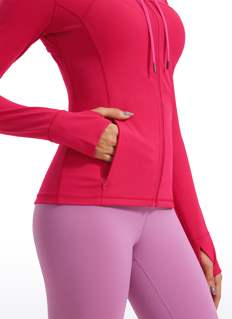 CRZ YOGA Mujer Sudadera con Capucha y Cremallera Viva Magenta