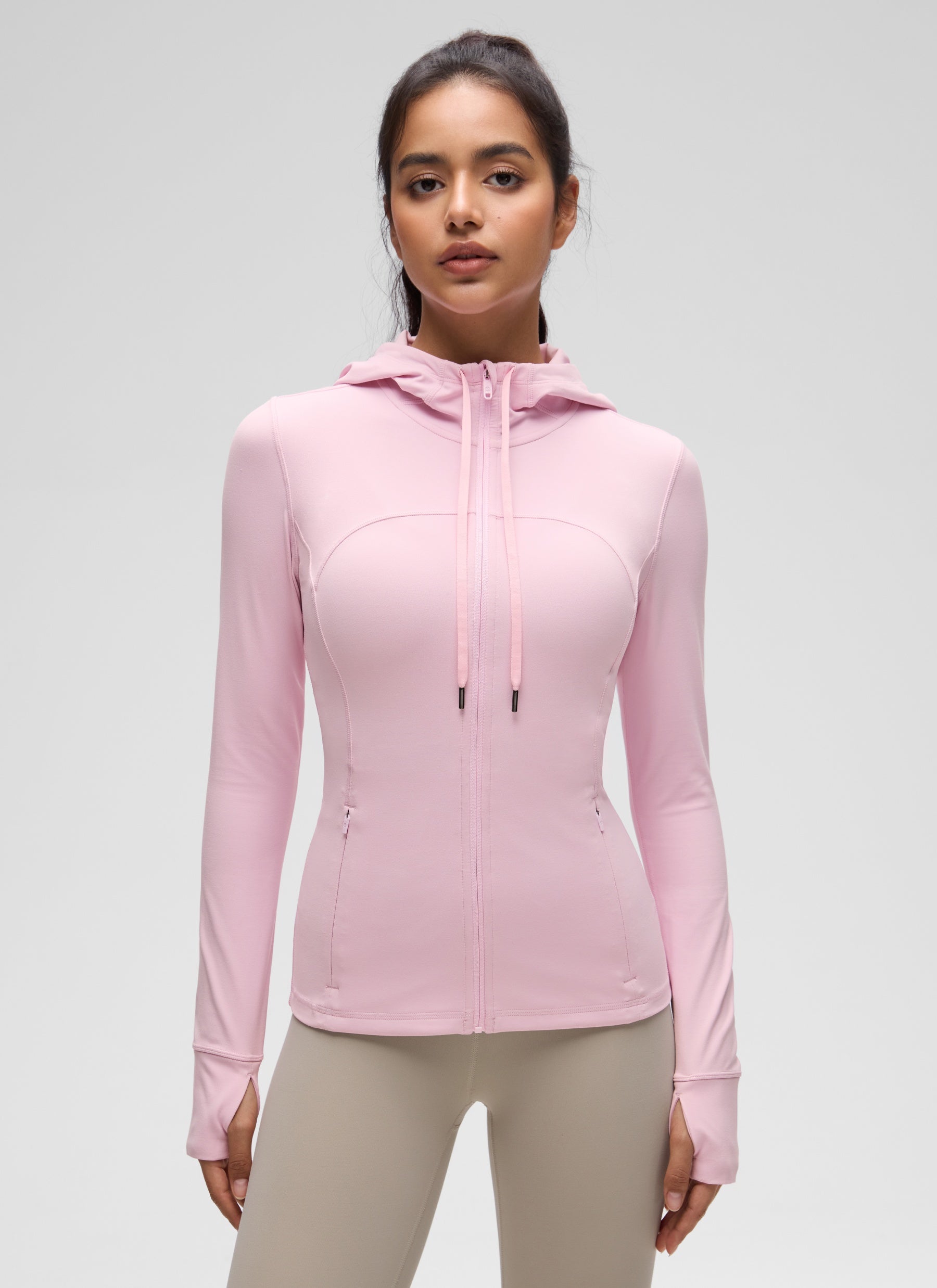 CRZ YOGA Mujer Sudadera con Capucha y Cremallera Peonía Rosa