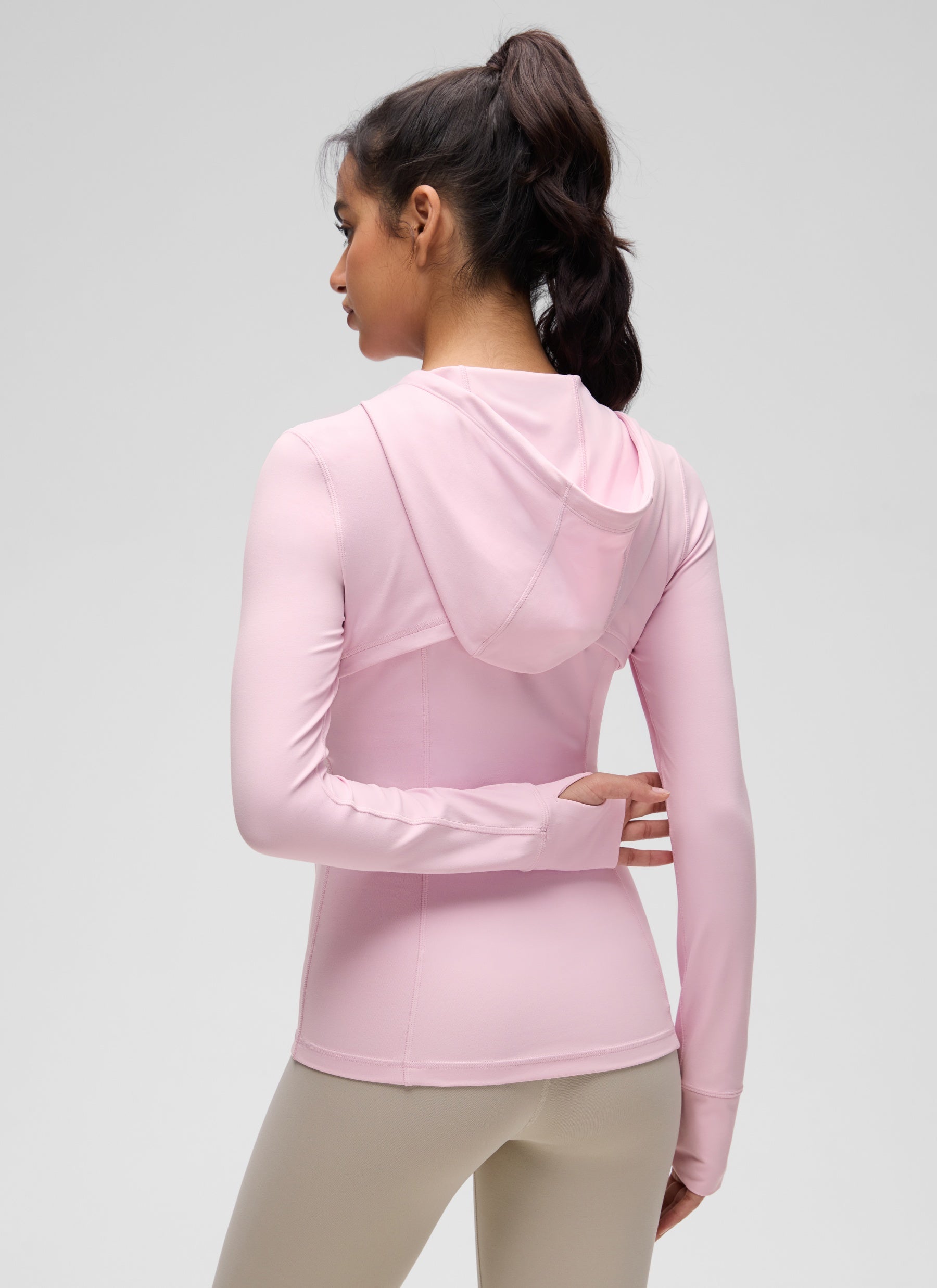 CRZ YOGA Mujer Sudadera con Capucha y Cremallera Peonía Rosa