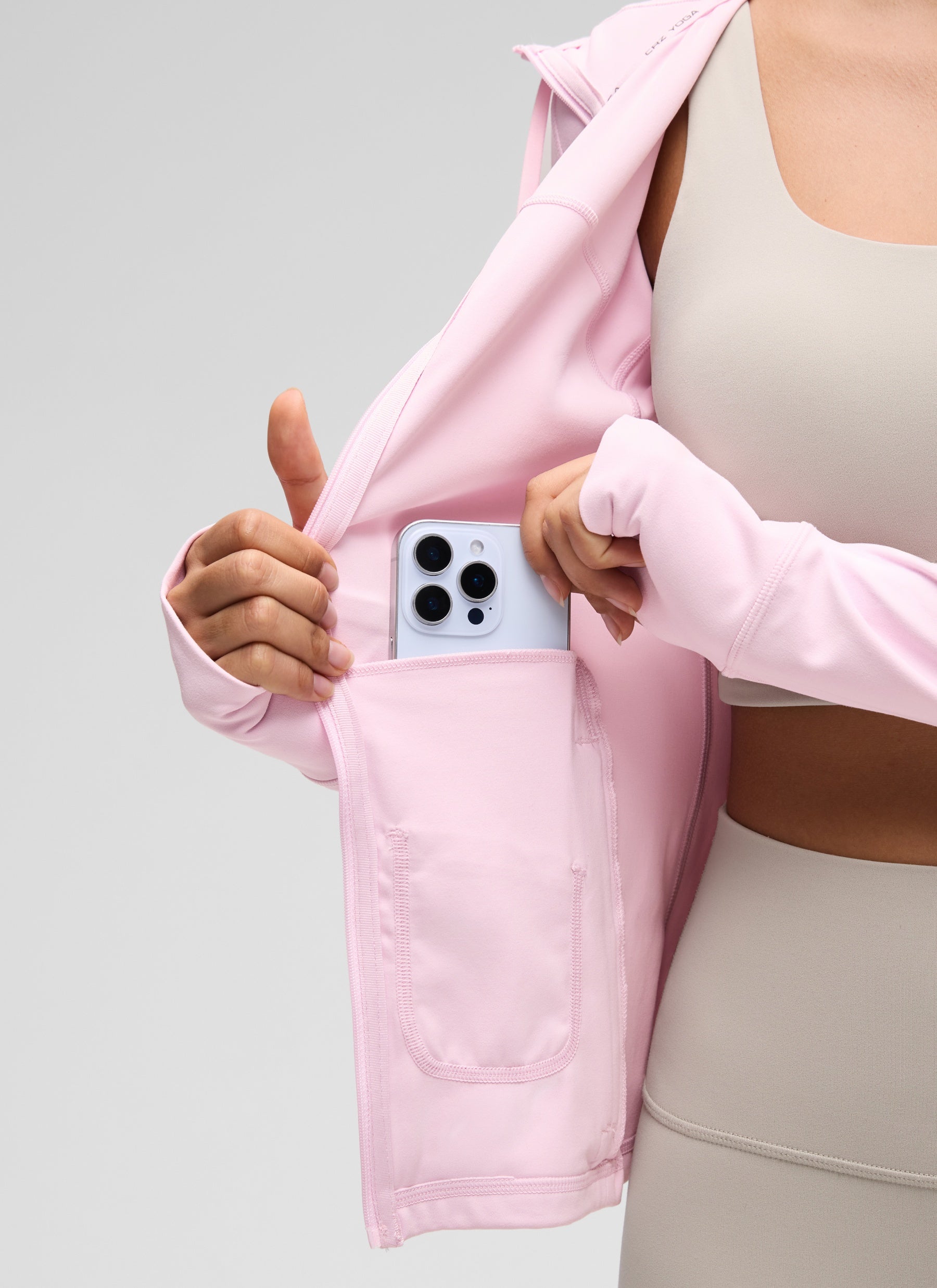 CRZ YOGA Mujer Sudadera con Capucha y Cremallera Peonía Rosa