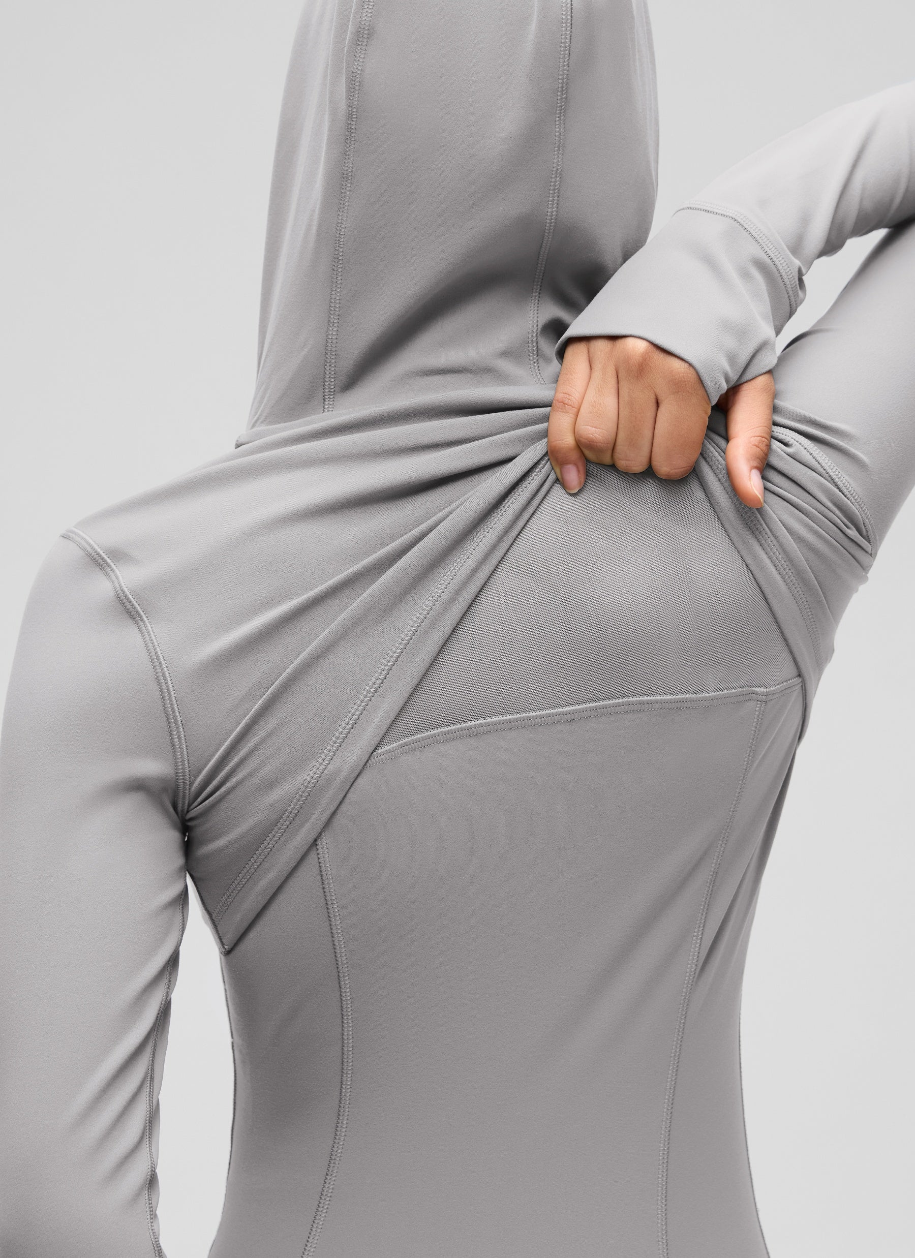 CRZ YOGA Mujer Sudadera con Capucha y Cremallera Gris Gaviota