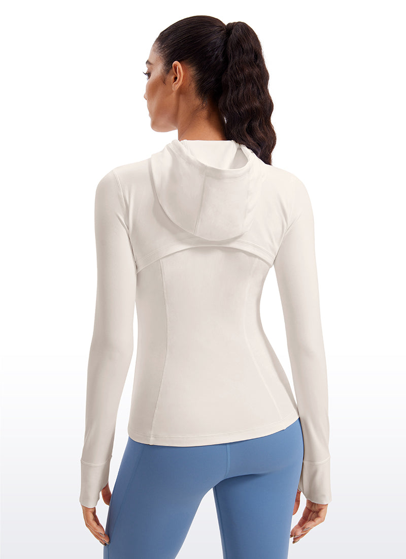 CRZ YOGA Mujer Sudadera con Capucha y Cremallera Albaricoque blanco
