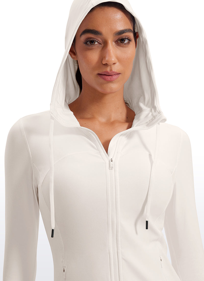 CRZ YOGA Mujer Sudadera con Capucha y Cremallera Albaricoque blanco